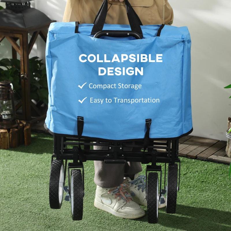 Outsunny Folding Garden Trolley - Blue - ALL4U RETAILER LTD