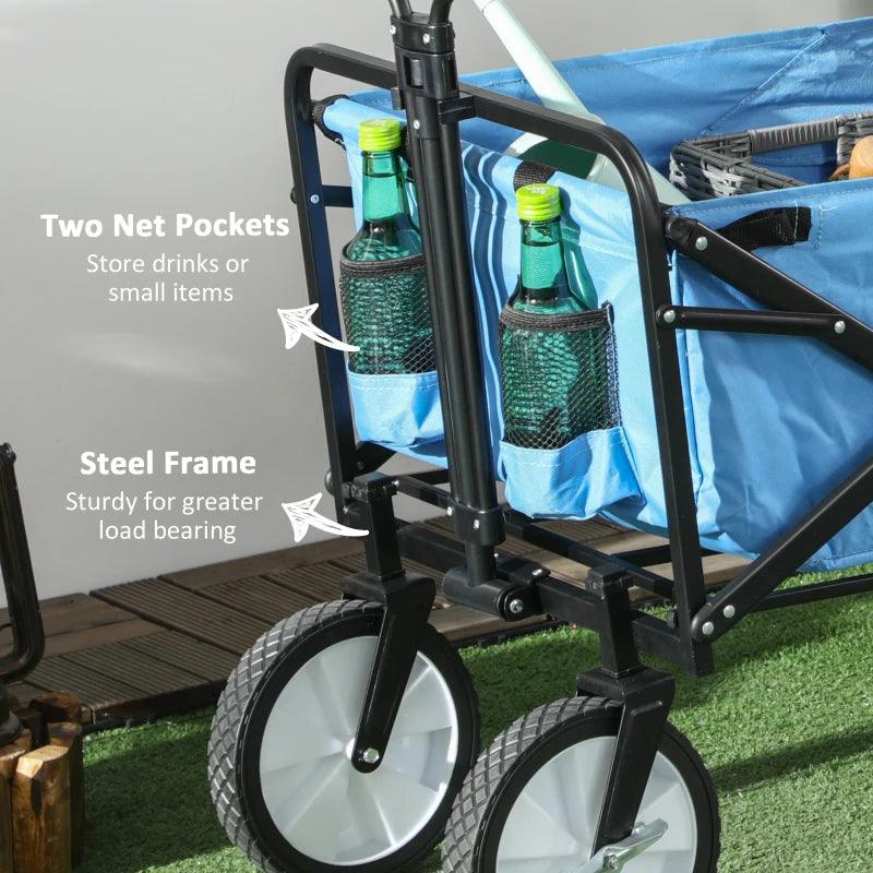 Outsunny Folding Garden Trolley - Blue - ALL4U RETAILER LTD