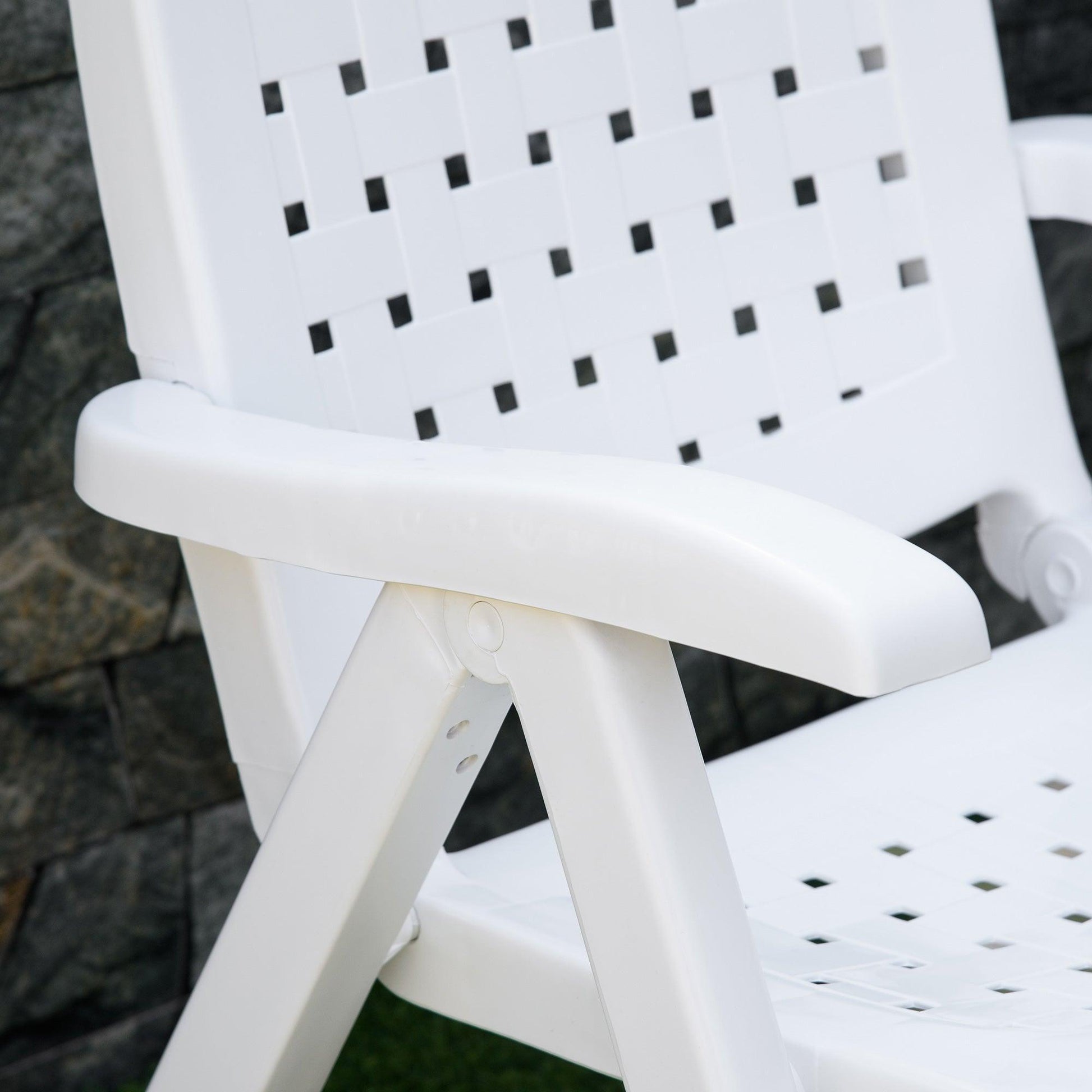 Outsunny Folding Plastic Dining Chairs - Reclining Armchairs - ALL4U RETAILER LTD