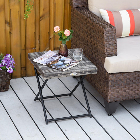 Outsunny Folding Rattan Coffee Table - Compact Outdoor Furniture - ALL4U RETAILER LTD