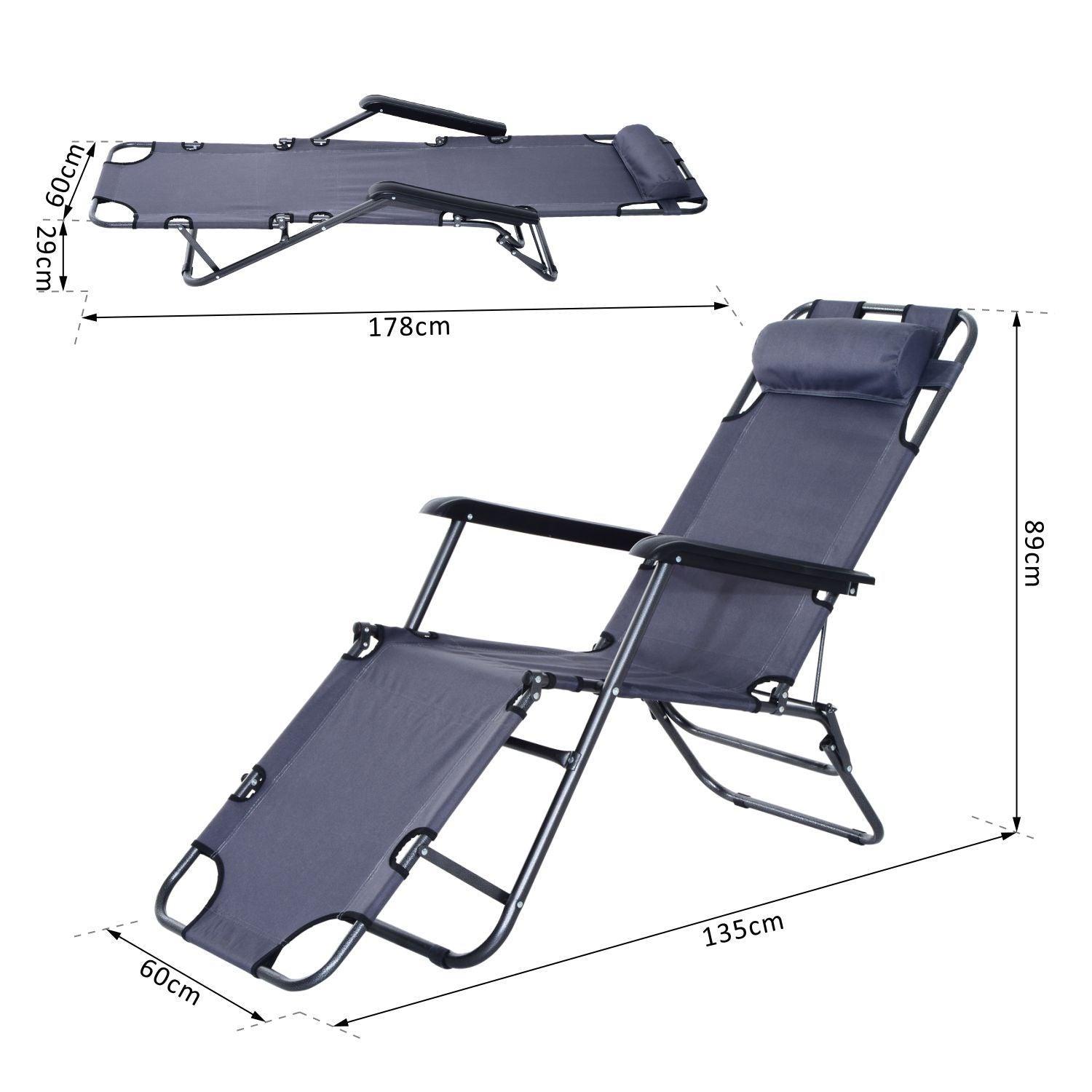 Outsunny Folding Reclining Chair: Camping Lounger - ALL4U RETAILER LTD