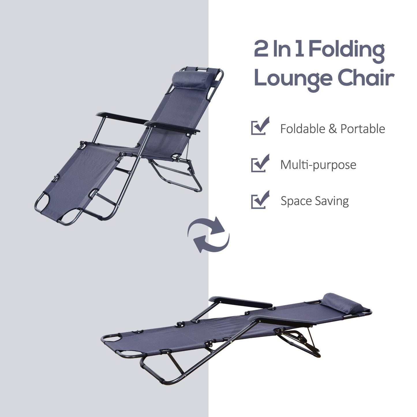 Outsunny Folding Reclining Chair: Camping Lounger - ALL4U RETAILER LTD