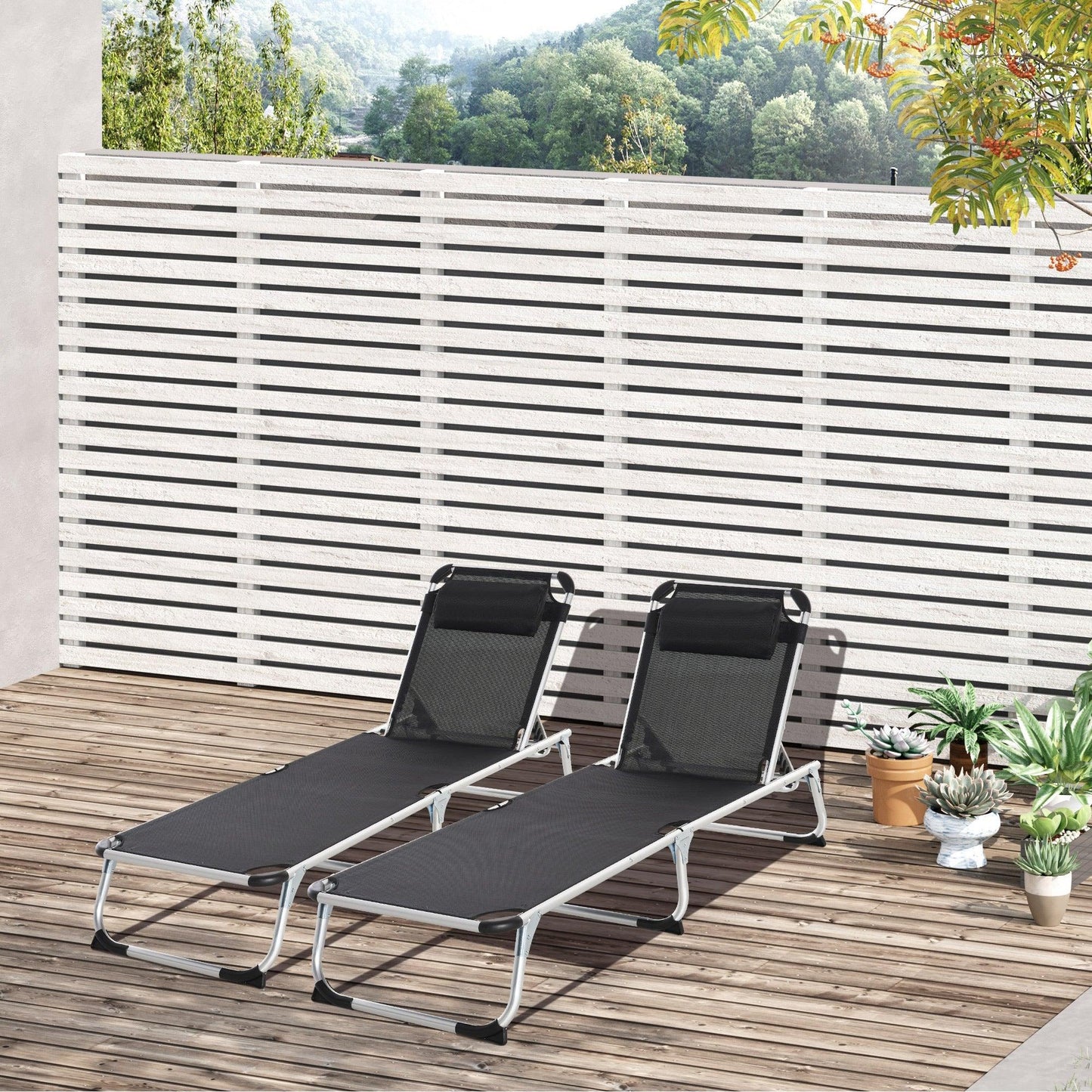 Outsunny Folding Sun Lounger - Adjustable, Comfortable - ALL4U RETAILER LTD