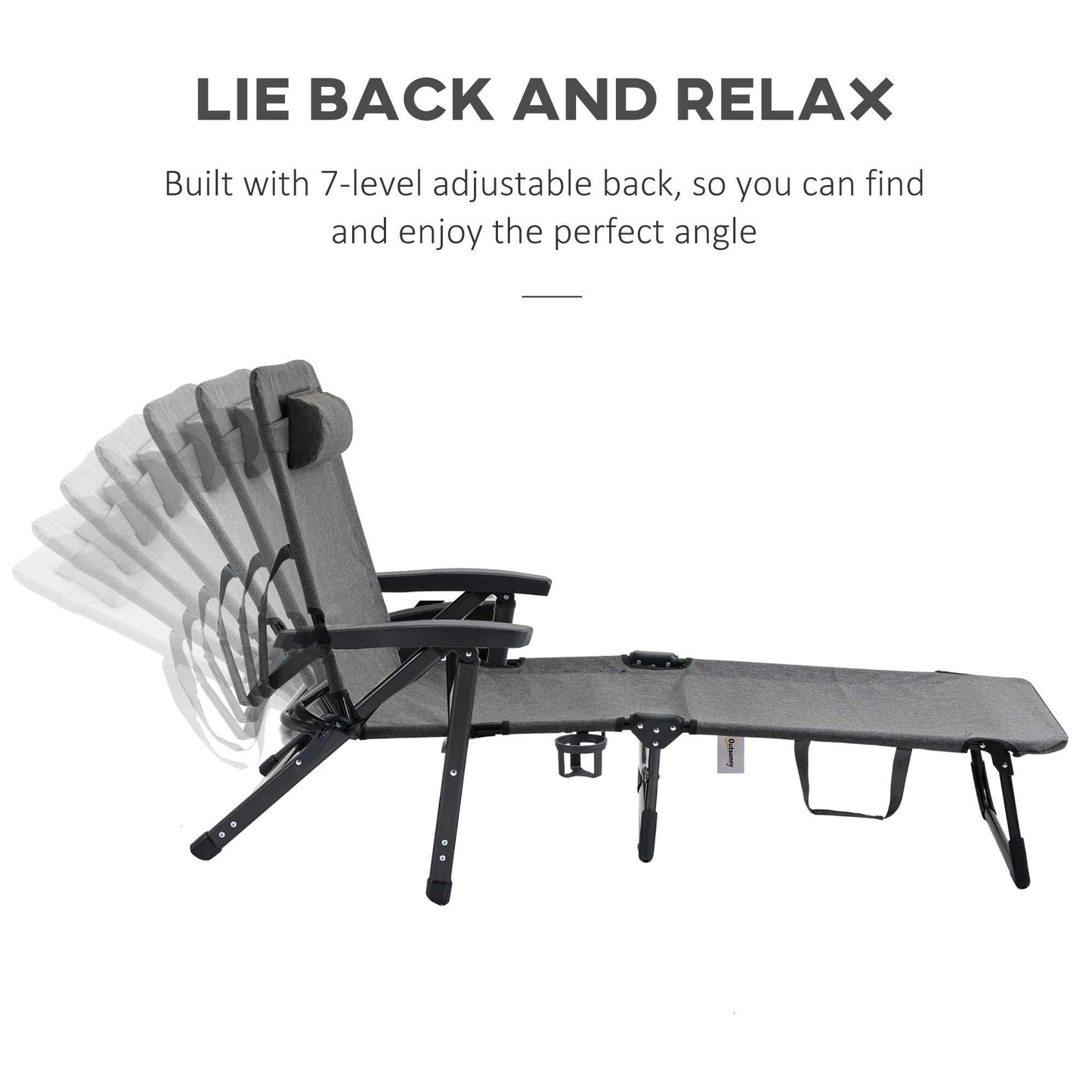 Outsunny Folding Sun Lounger Chair: Reclining Bed with Pillow - ALL4U RETAILER LTD