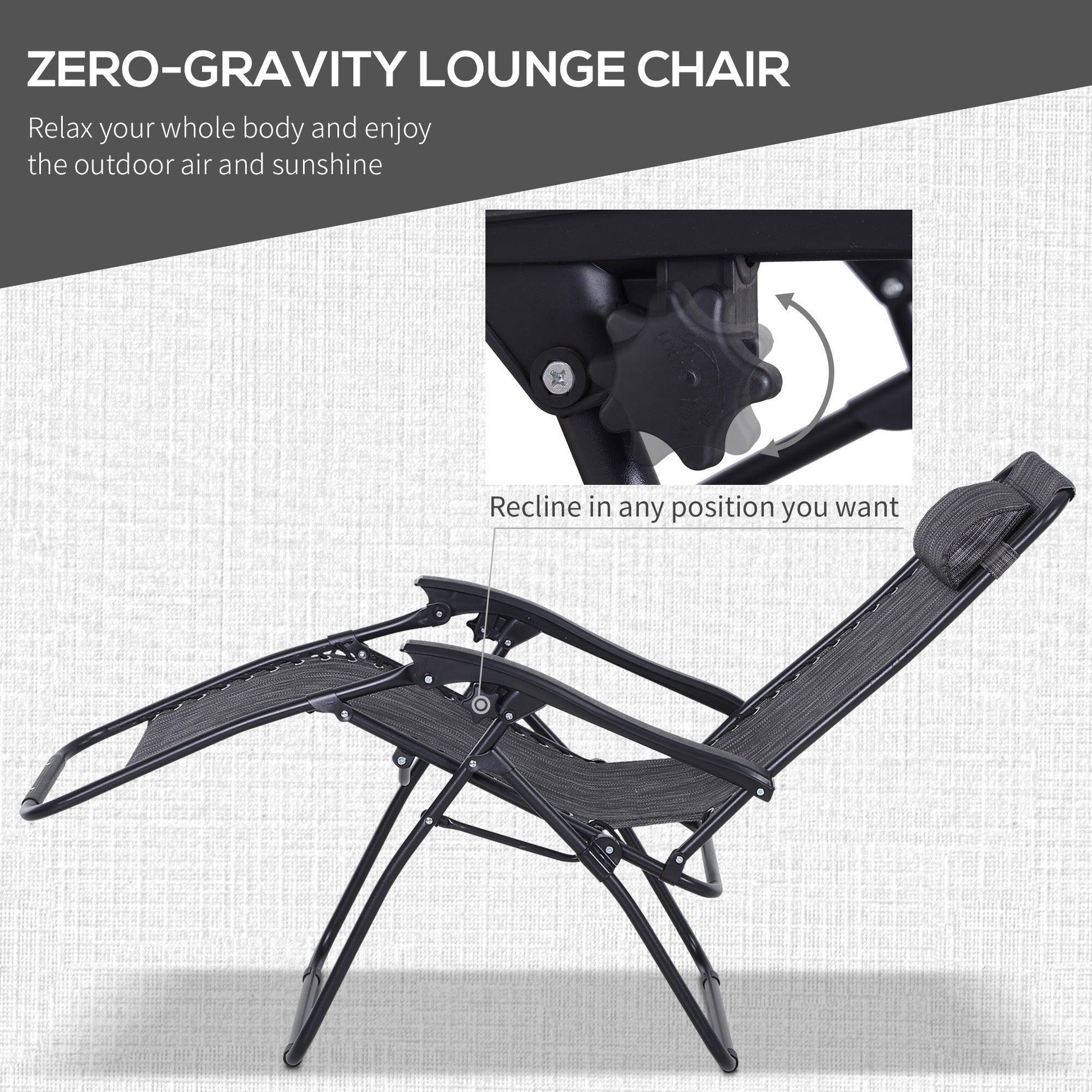 Outsunny Folding Zero Gravity Chairs and Table Set - ALL4U RETAILER LTD