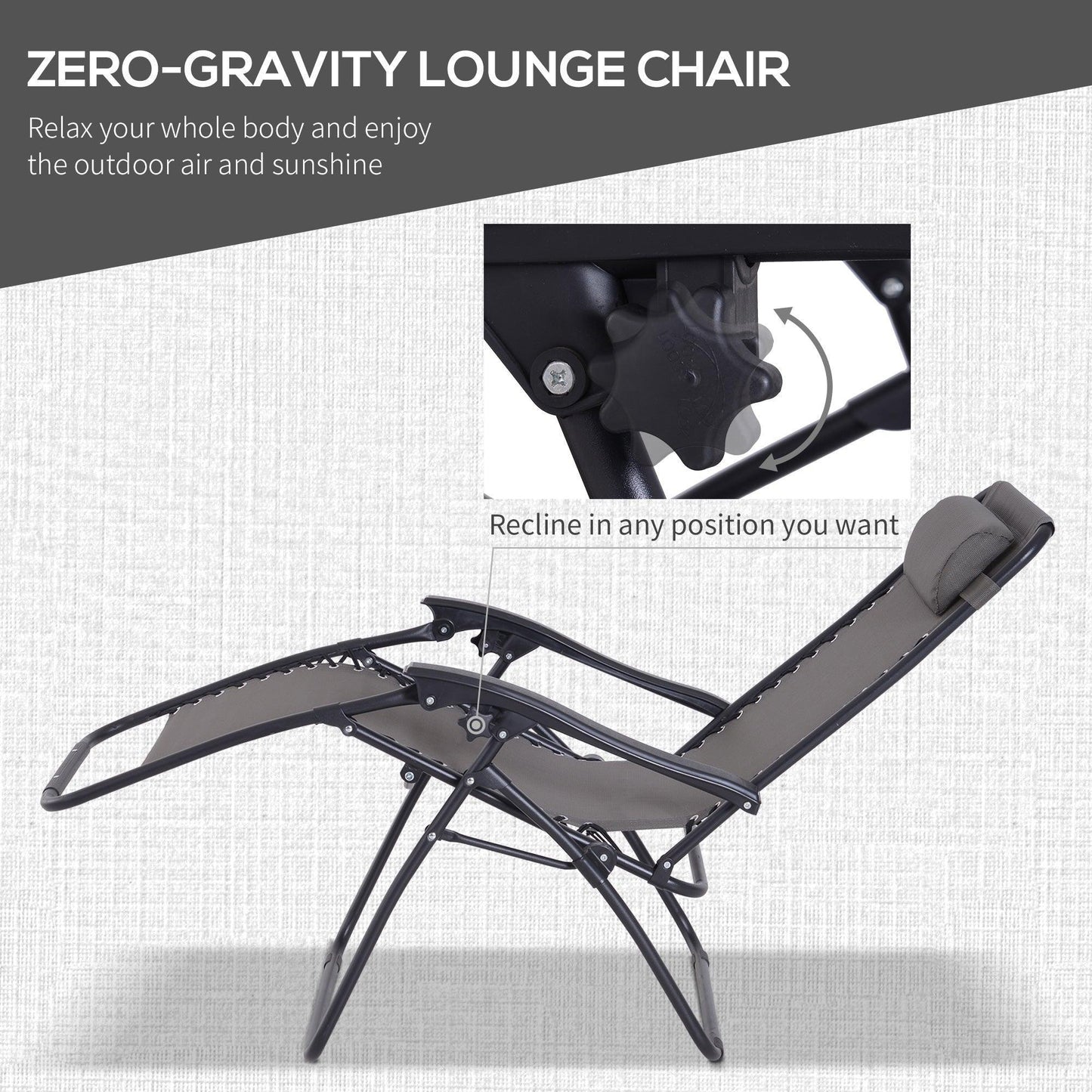 Outsunny Folding Zero Gravity Chairs Set with Table - ALL4U RETAILER LTD