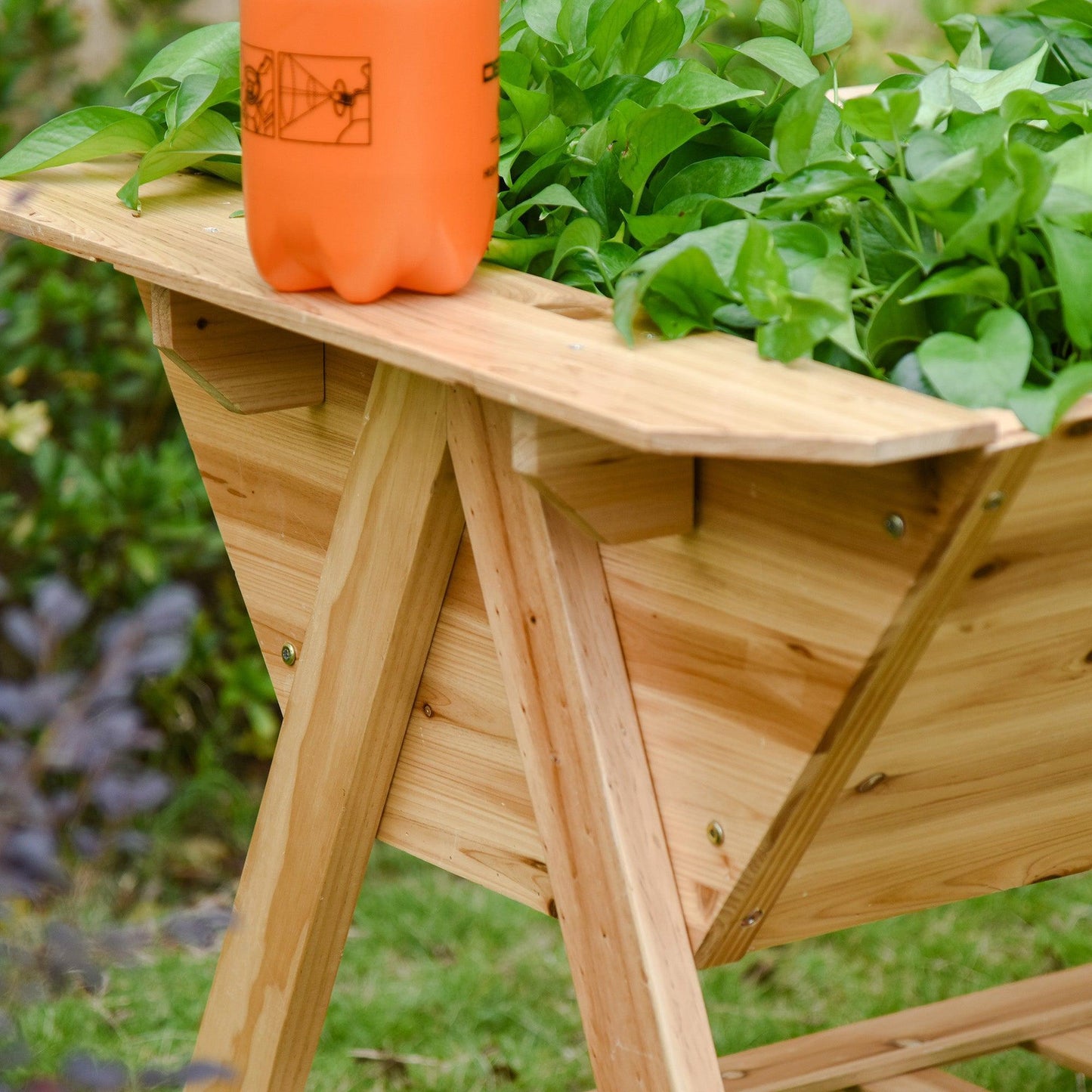 Outsunny Wooden Garden Planter - Raised Bed with Storage Shelf - ALL4U RETAILER LTD