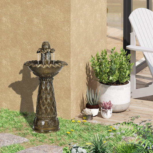 Outsunny Freestanding Waterfall Fountain with Pump - Brown - ALL4U RETAILER LTD