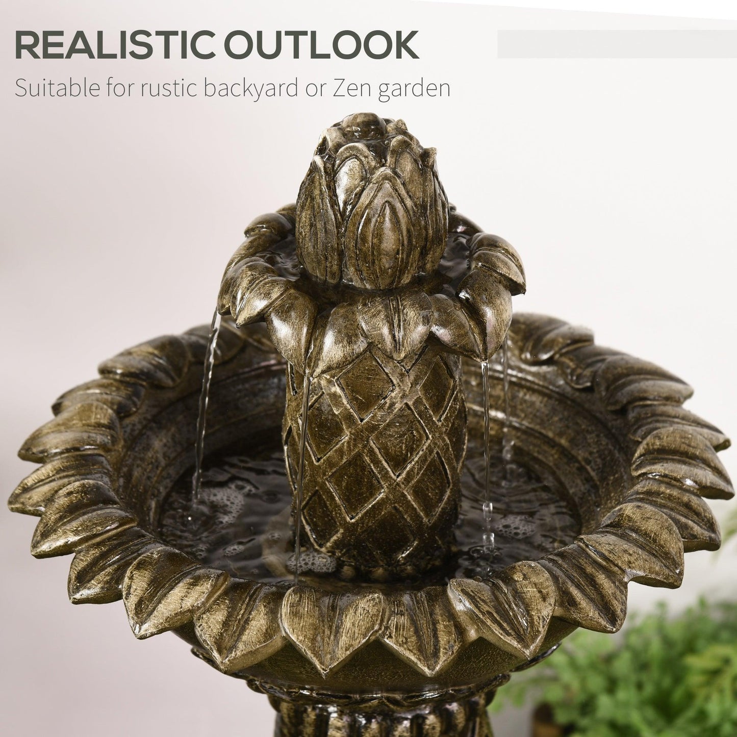 Outsunny Freestanding Waterfall Fountain with Pump - Brown - ALL4U RETAILER LTD