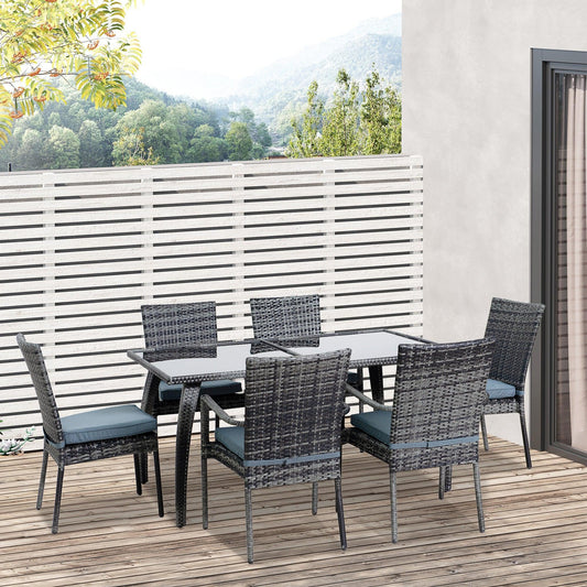 Outsunny Garden Dining Set with 6 Chairs & Table - ALL4U RETAILER LTD