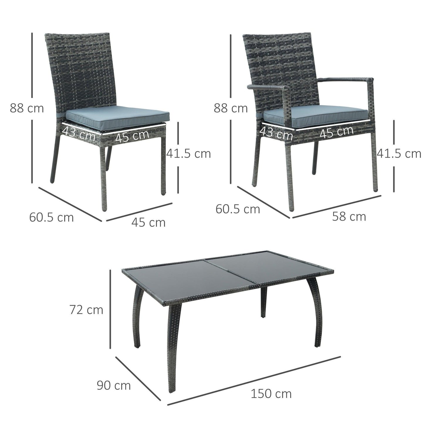 Outsunny Garden Dining Set with 6 Chairs & Table - ALL4U RETAILER LTD