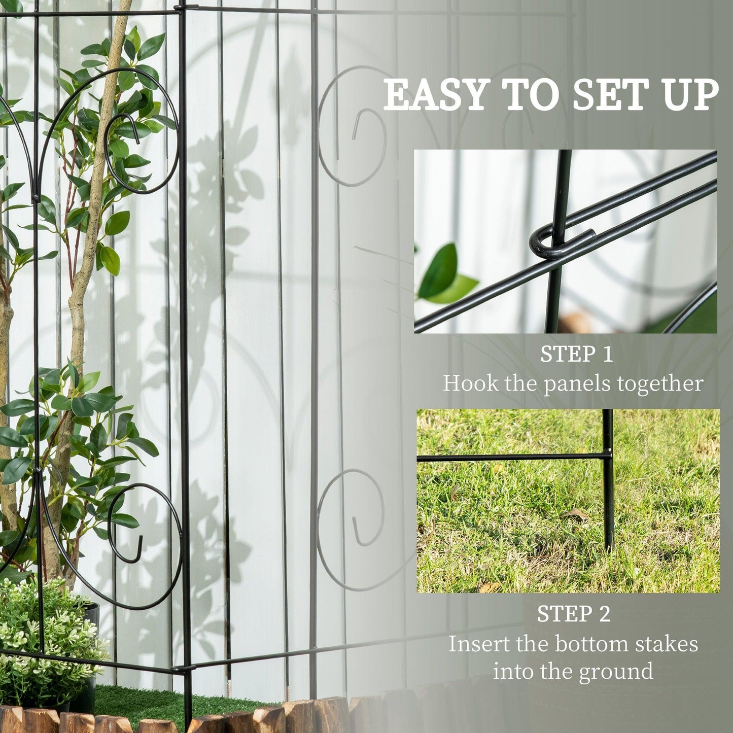 Outsunny Garden Fence Panels: 8Pcs 44in Rustproof Metal Wire Border - ALL4U RETAILER LTD