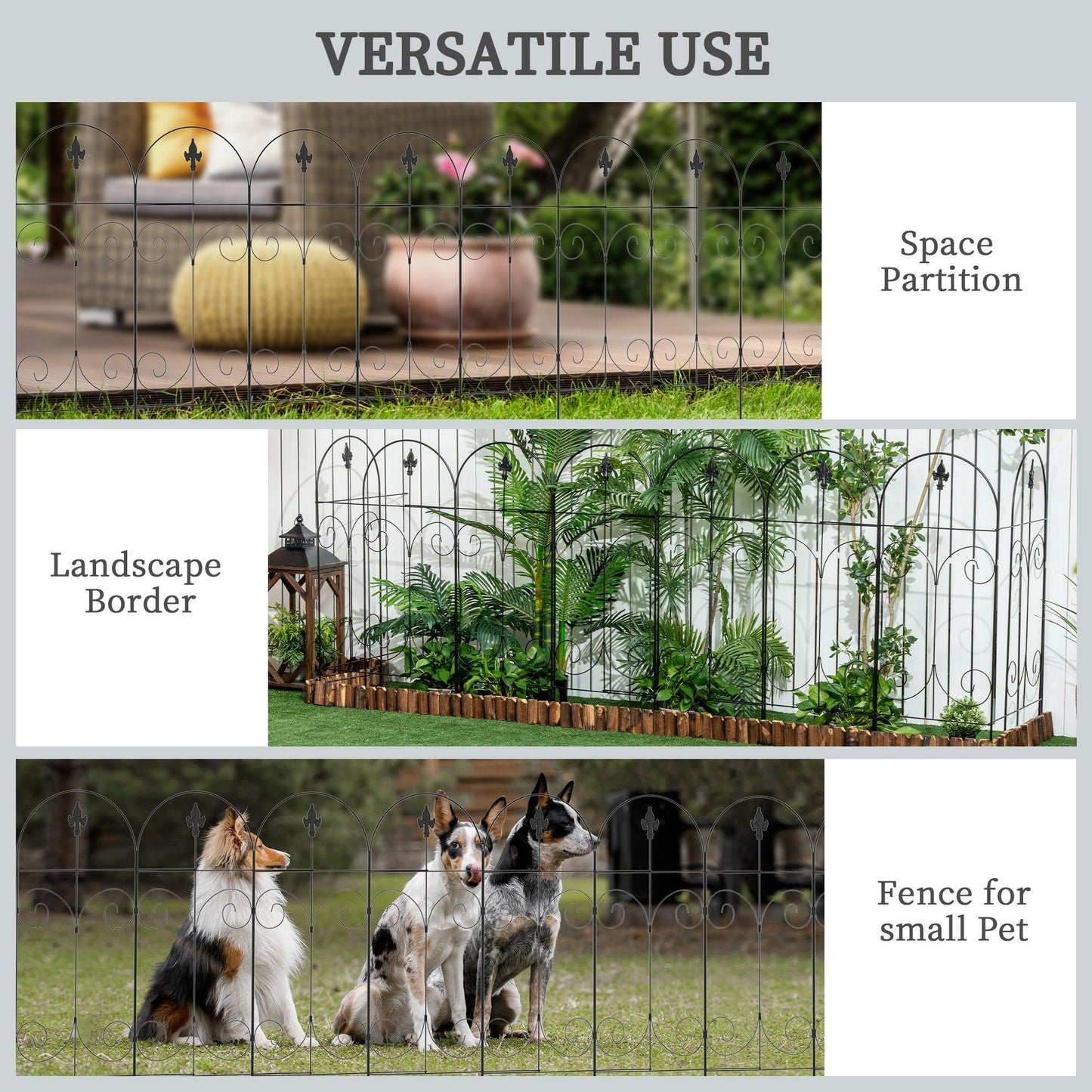 Outsunny Garden Fence Panels: 8Pcs 44in Rustproof Metal Wire Border - ALL4U RETAILER LTD