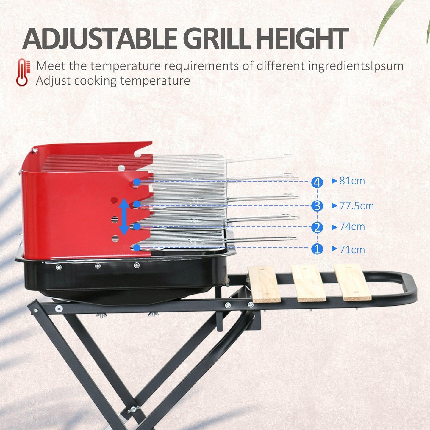 Outsunny Garden Foldable BBQ Trolley with Windshield in Red/Black - ALL4U RETAILER LTD