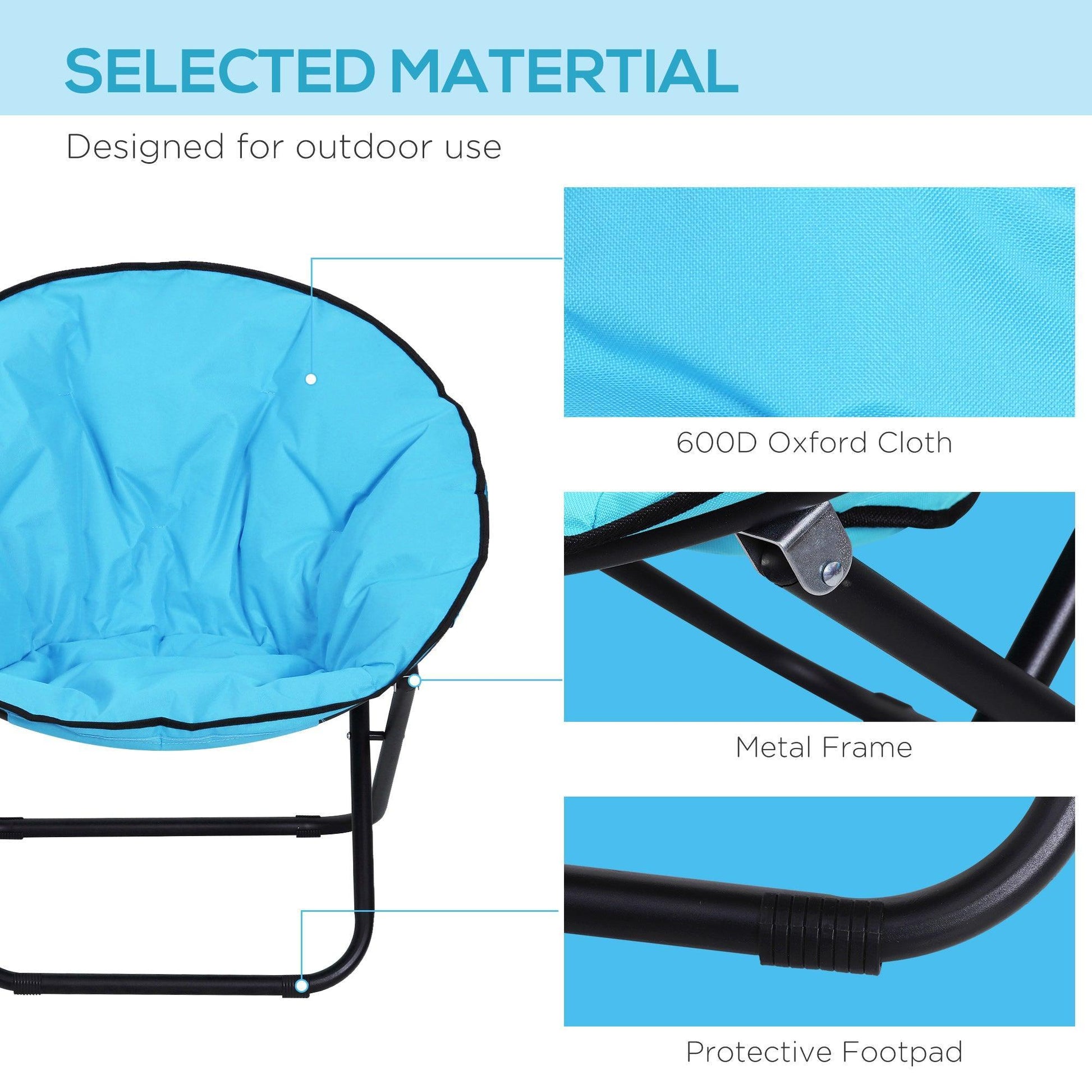 Outsunny Portable Outdoor Folding Saucer Moon Chair - Blue - ALL4U RETAILER LTD