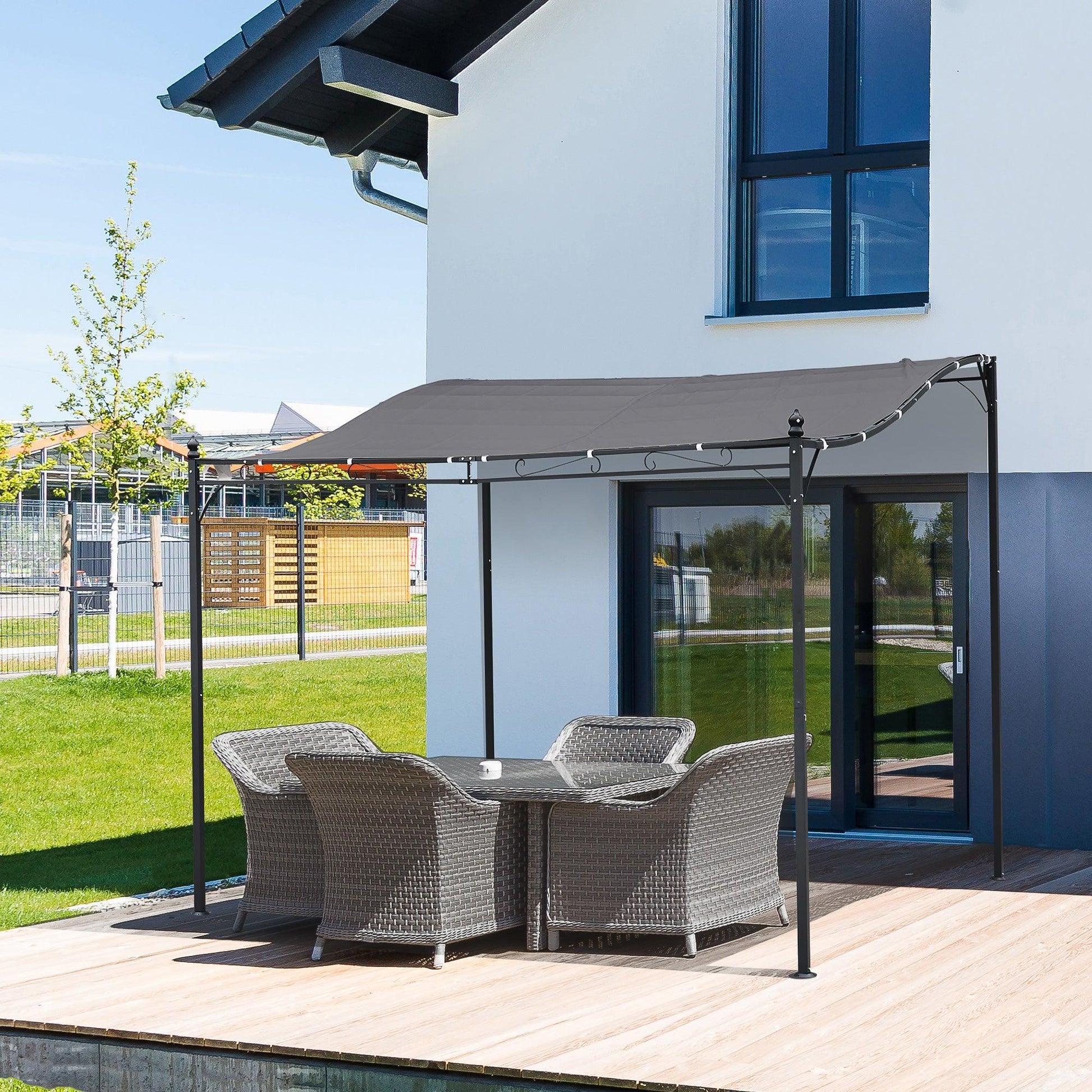 Outsunny Garden Gazebo Awning - 3x3m Metal Canopy - ALL4U RETAILER LTD