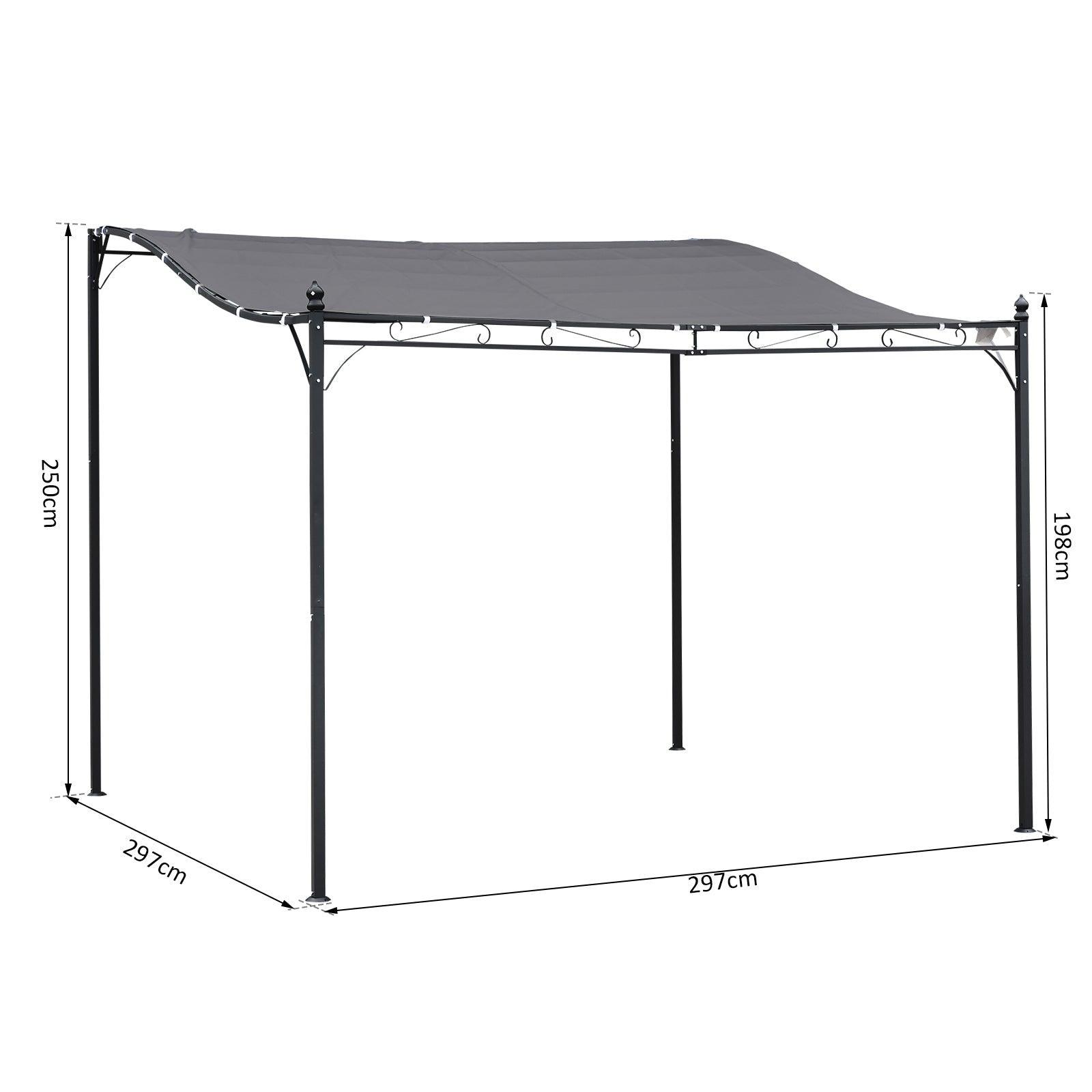 Outsunny Garden Gazebo Awning - 3x3m Metal Canopy - ALL4U RETAILER LTD