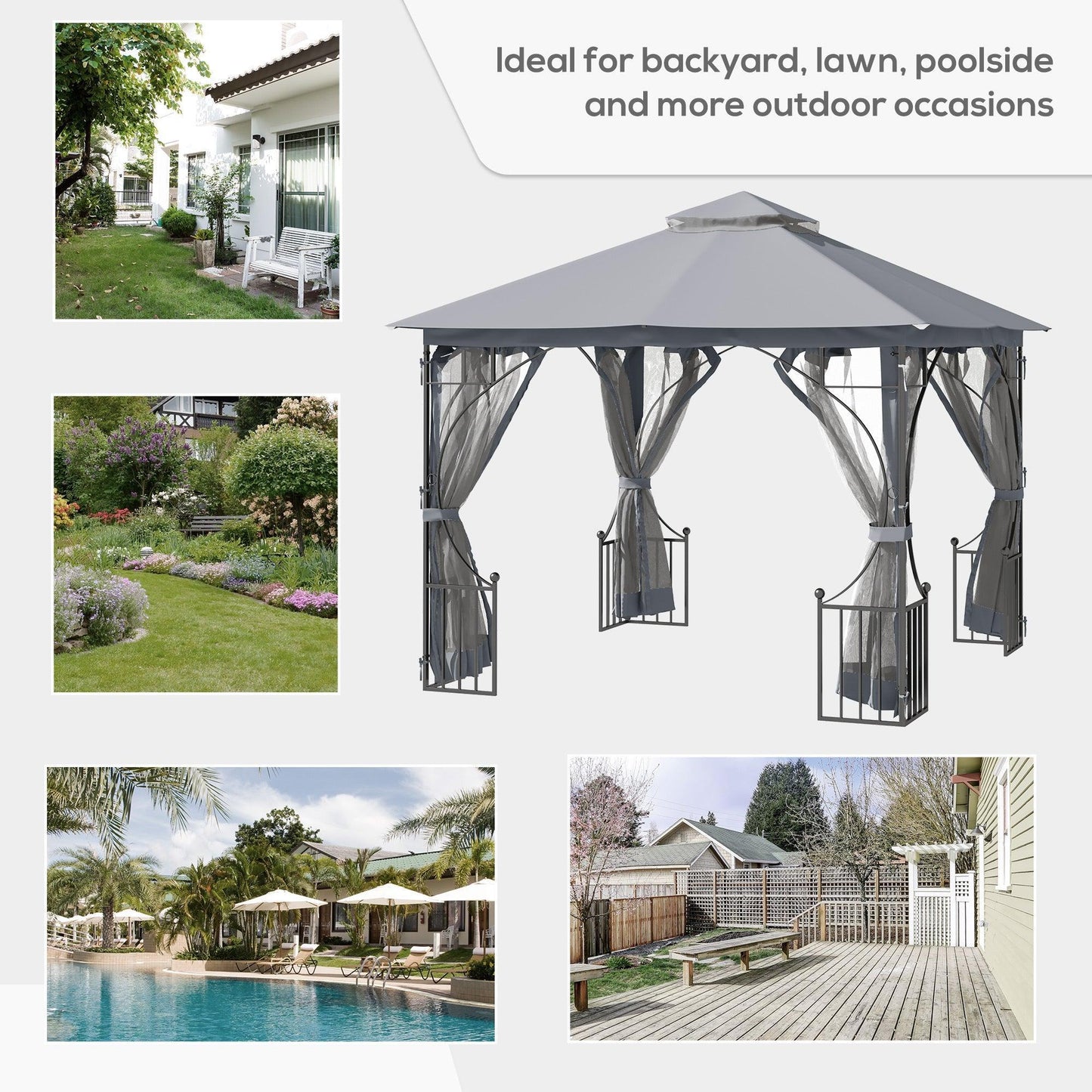 Outsunny Garden Gazebo - Shade Shelter for Outdoor Events - ALL4U RETAILER LTD