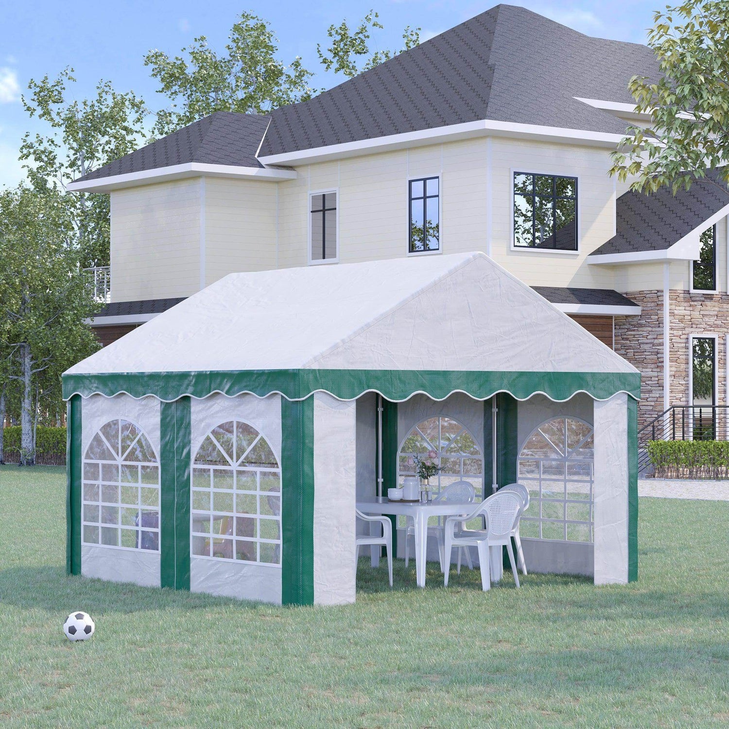 Outsunny Garden Gazebo: Spacious 4x4m Party Tent - ALL4U RETAILER LTD