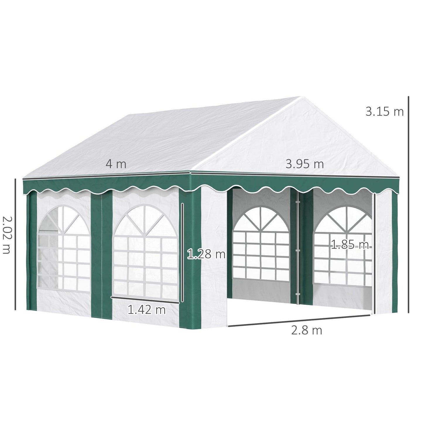 Outsunny Garden Gazebo: Spacious 4x4m Party Tent - ALL4U RETAILER LTD