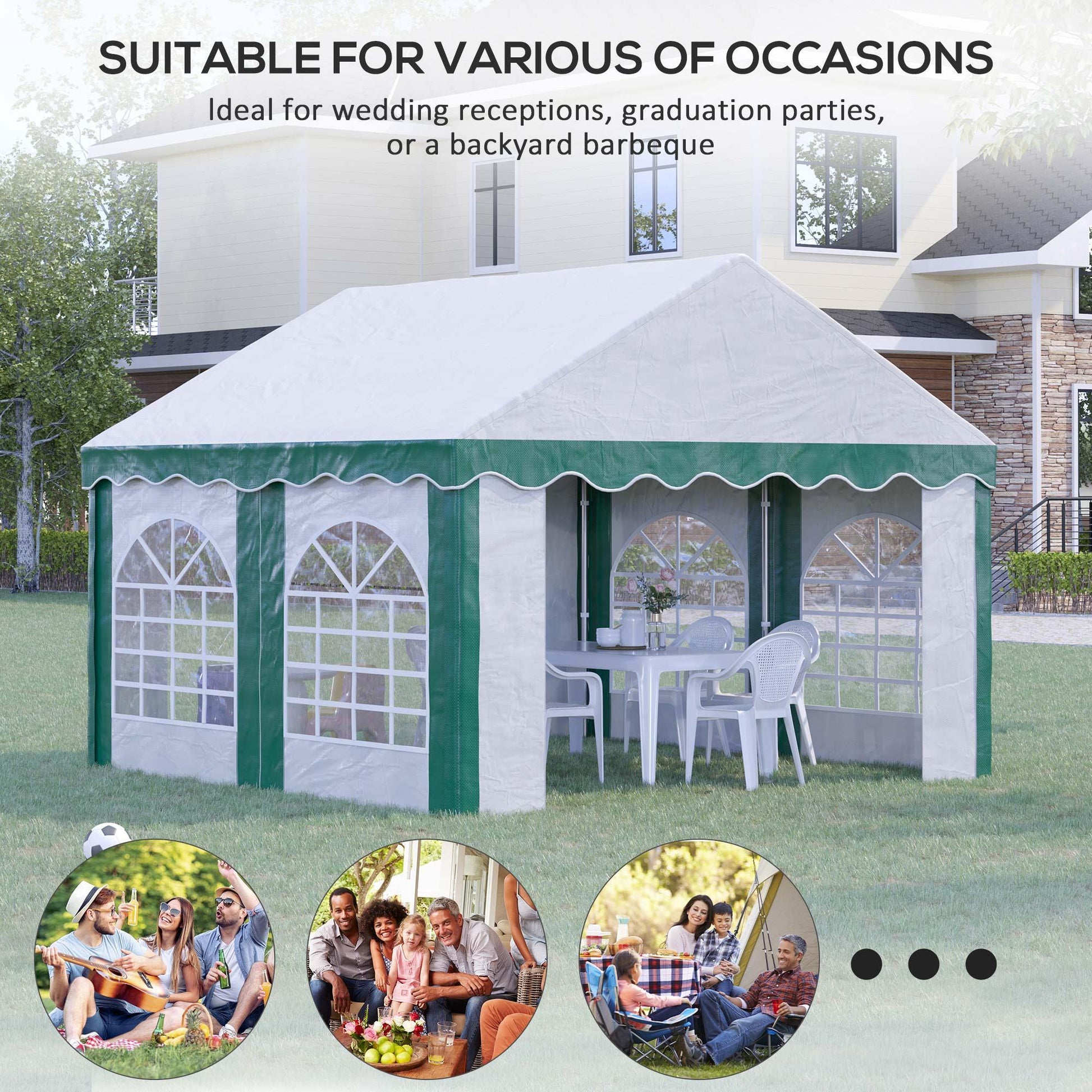Outsunny Garden Gazebo: Spacious 4x4m Party Tent - ALL4U RETAILER LTD