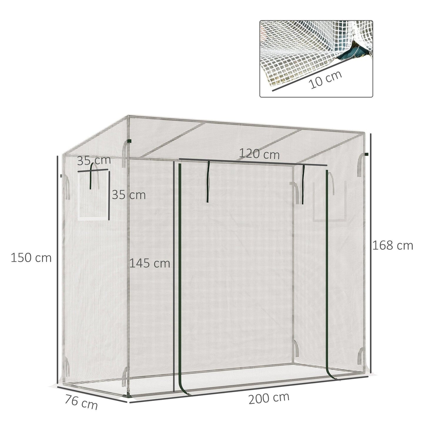 Outsunny Garden Greenhouse - Patio Lean to Hot House - ALL4U RETAILER LTD