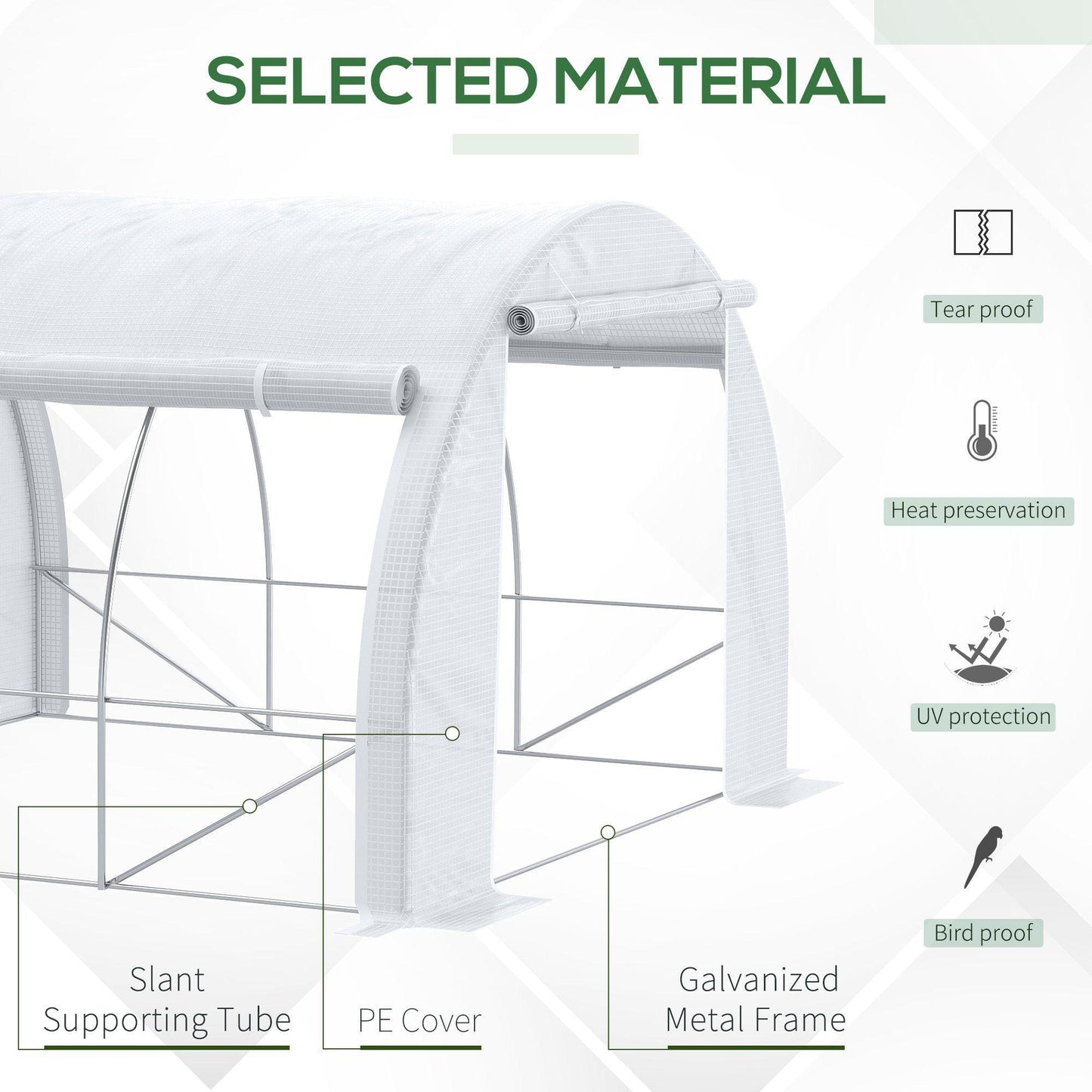 Outsunny Garden Greenhouse: Steel Frame, Zippered Door, 6 Windows - ALL4U RETAILER LTD