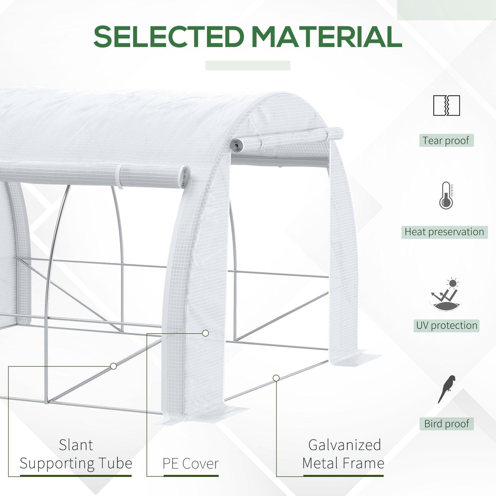 Outsunny Garden Greenhouse: Steel Frame, Zippered Door, 6 Windows - ALL4U RETAILER LTD