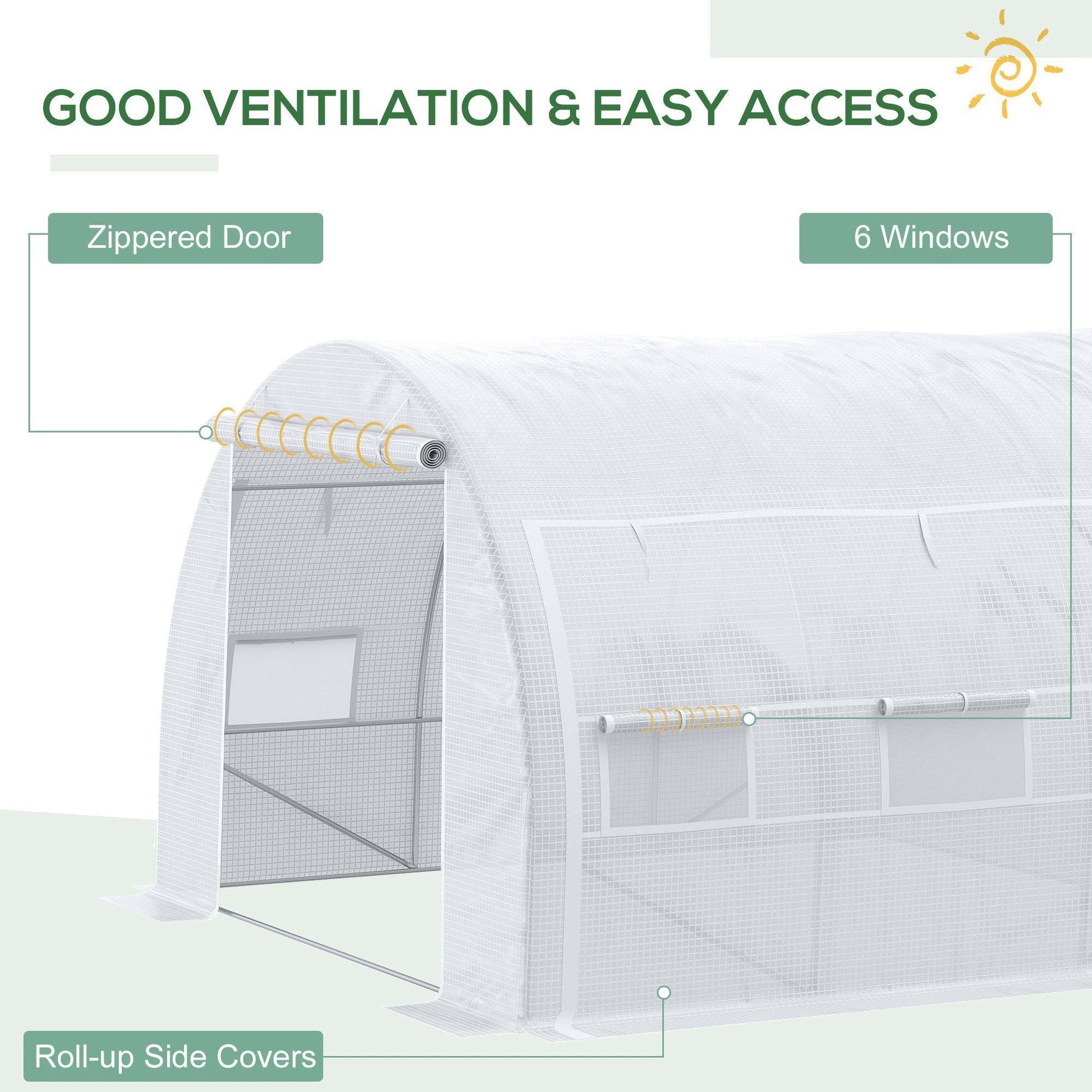 Outsunny Garden Greenhouse: Steel Frame, Zippered Door, 6 Windows - ALL4U RETAILER LTD