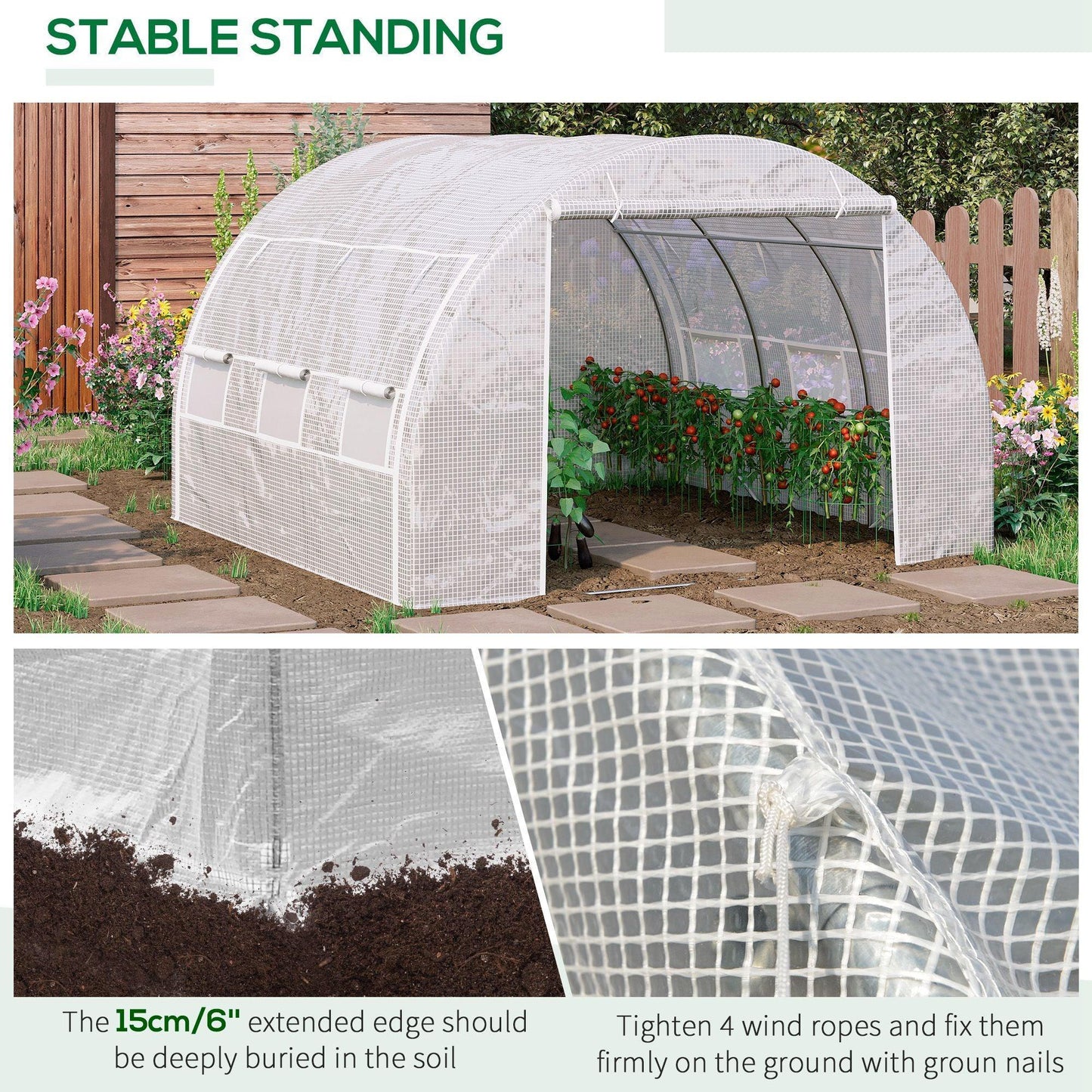 Outsunny Garden Greenhouse: Steel Frame, Zippered Door, 6 Windows - ALL4U RETAILER LTD