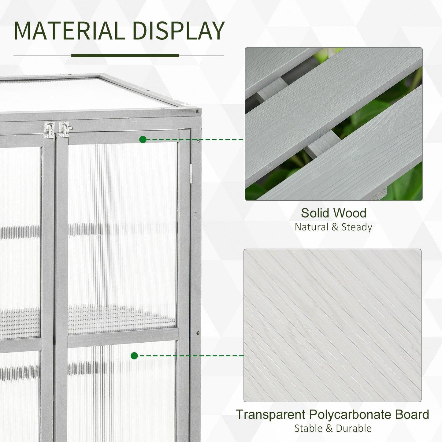 Outsunny Garden Greenhouse with Double Doors - Grey - ALL4U RETAILER LTD