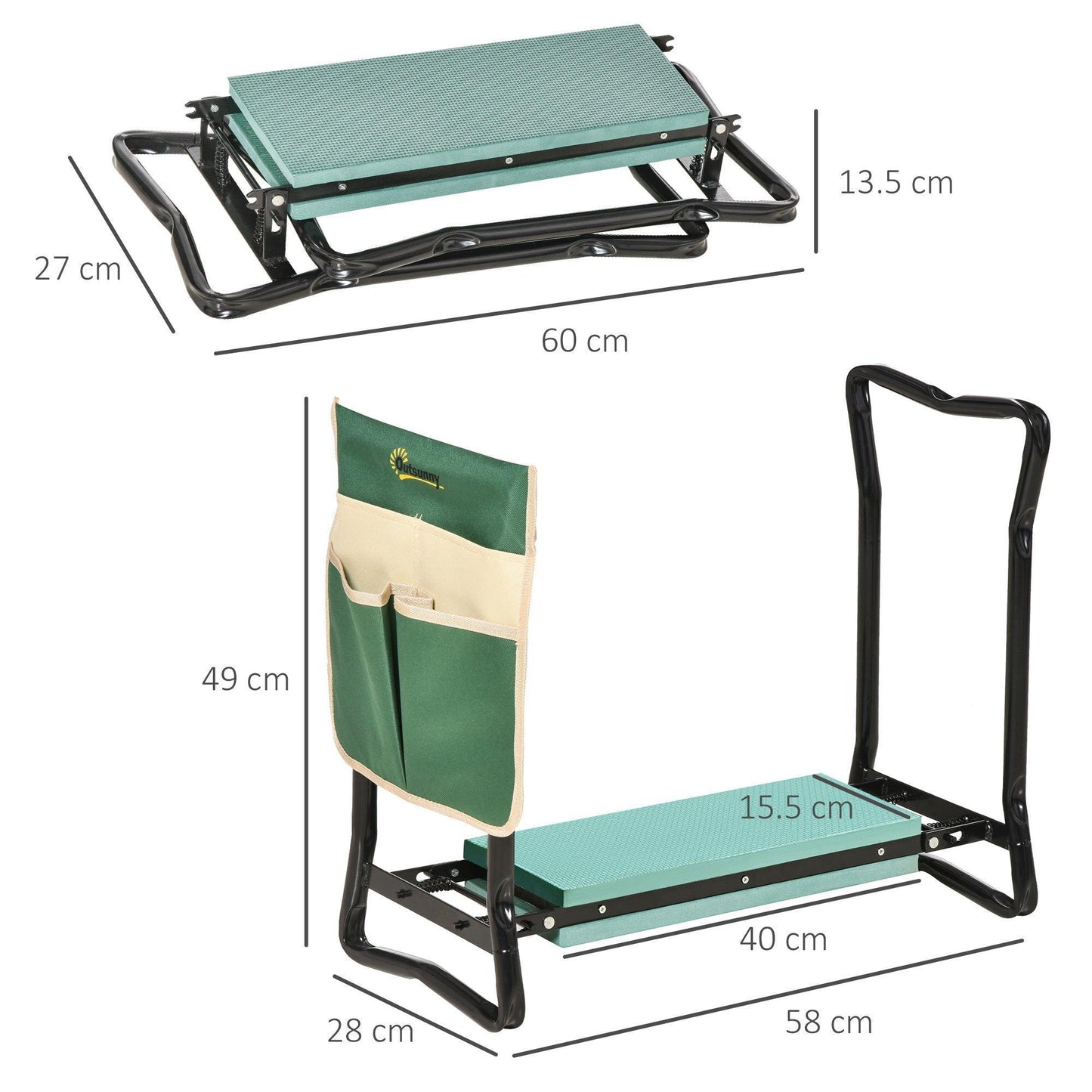 Outsunny Garden Kneeler Seat with Tool Bag - ALL4U RETAILER LTD