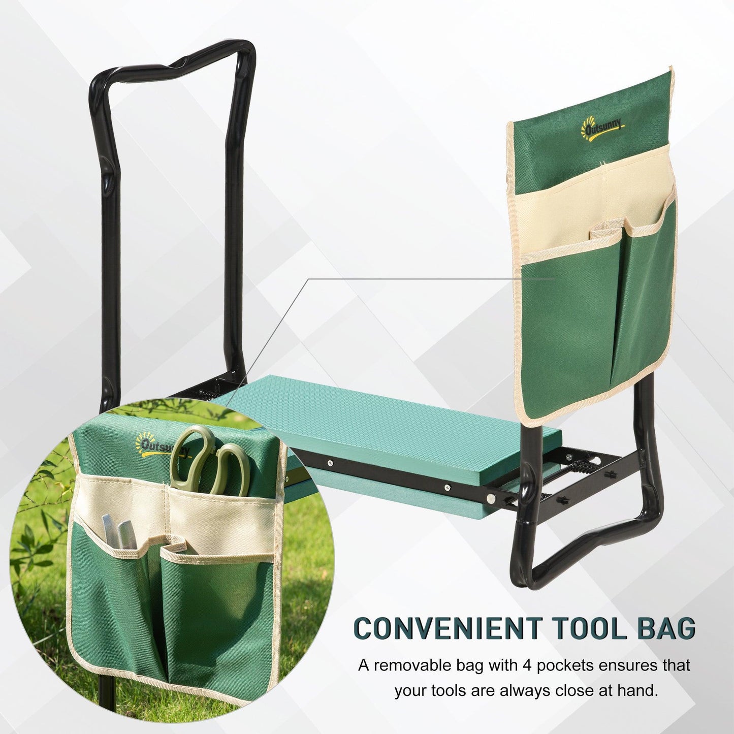 Outsunny Garden Kneeler Seat with Tool Bag - ALL4U RETAILER LTD