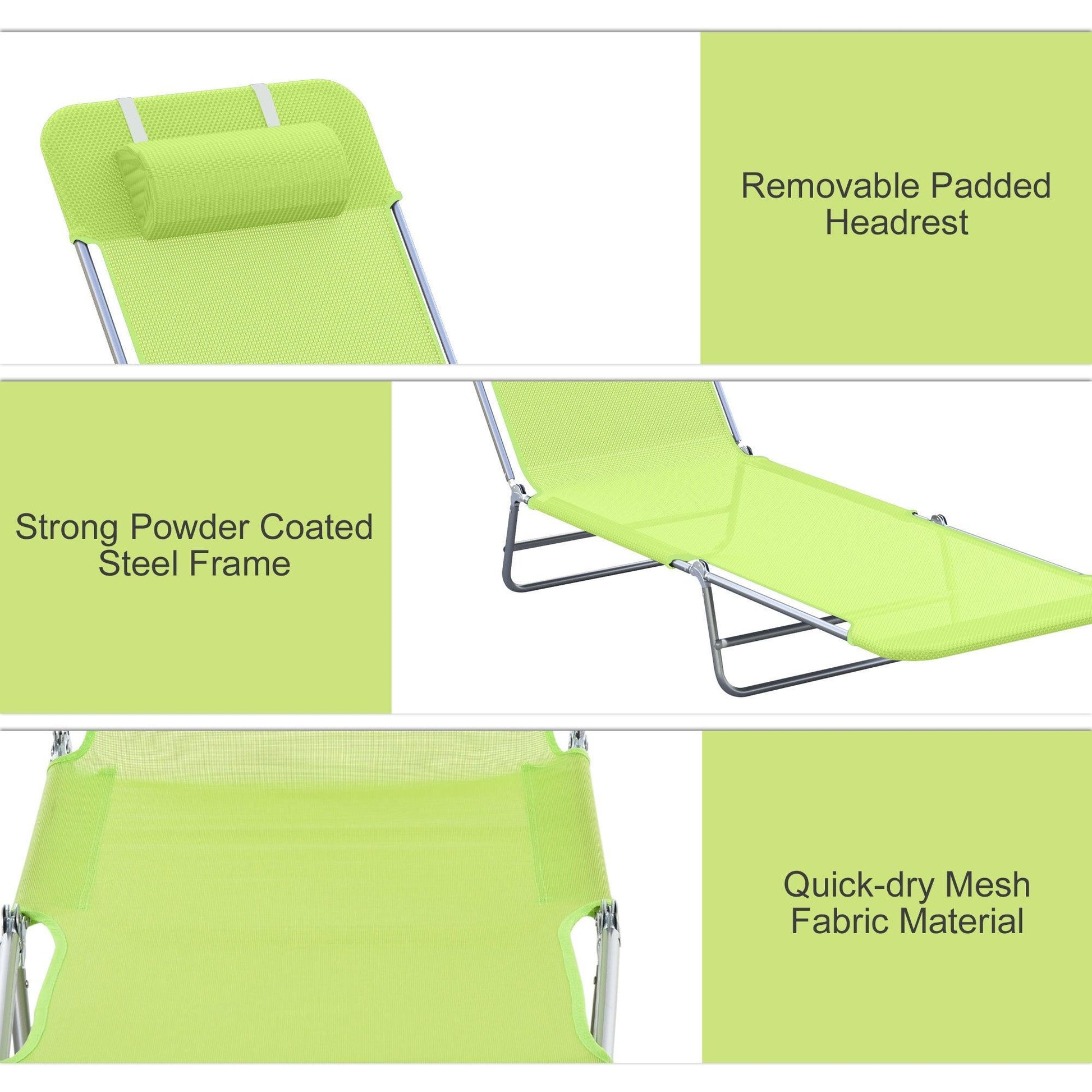 Outsunny Garden Lounger Recliner in Green - ALL4U RETAILER LTD