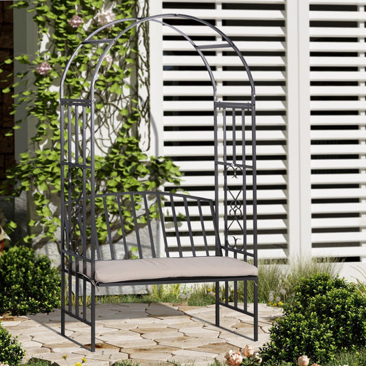 Outsunny Garden Metal Arch Bench - Elegant Outdoor Seating - ALL4U RETAILER LTD