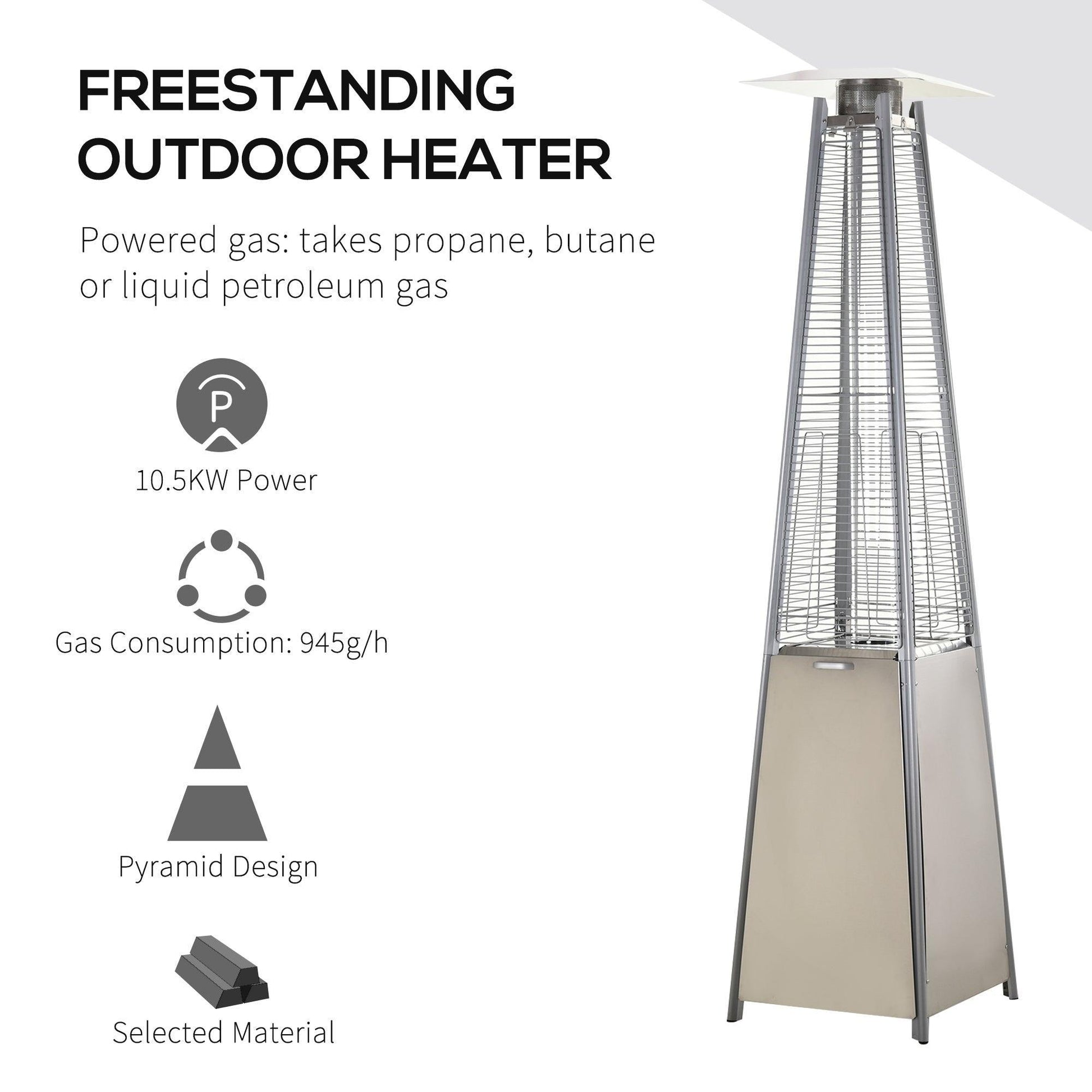 Outsunny Garden Patio Gas Heater - ALL4U RETAILER LTD