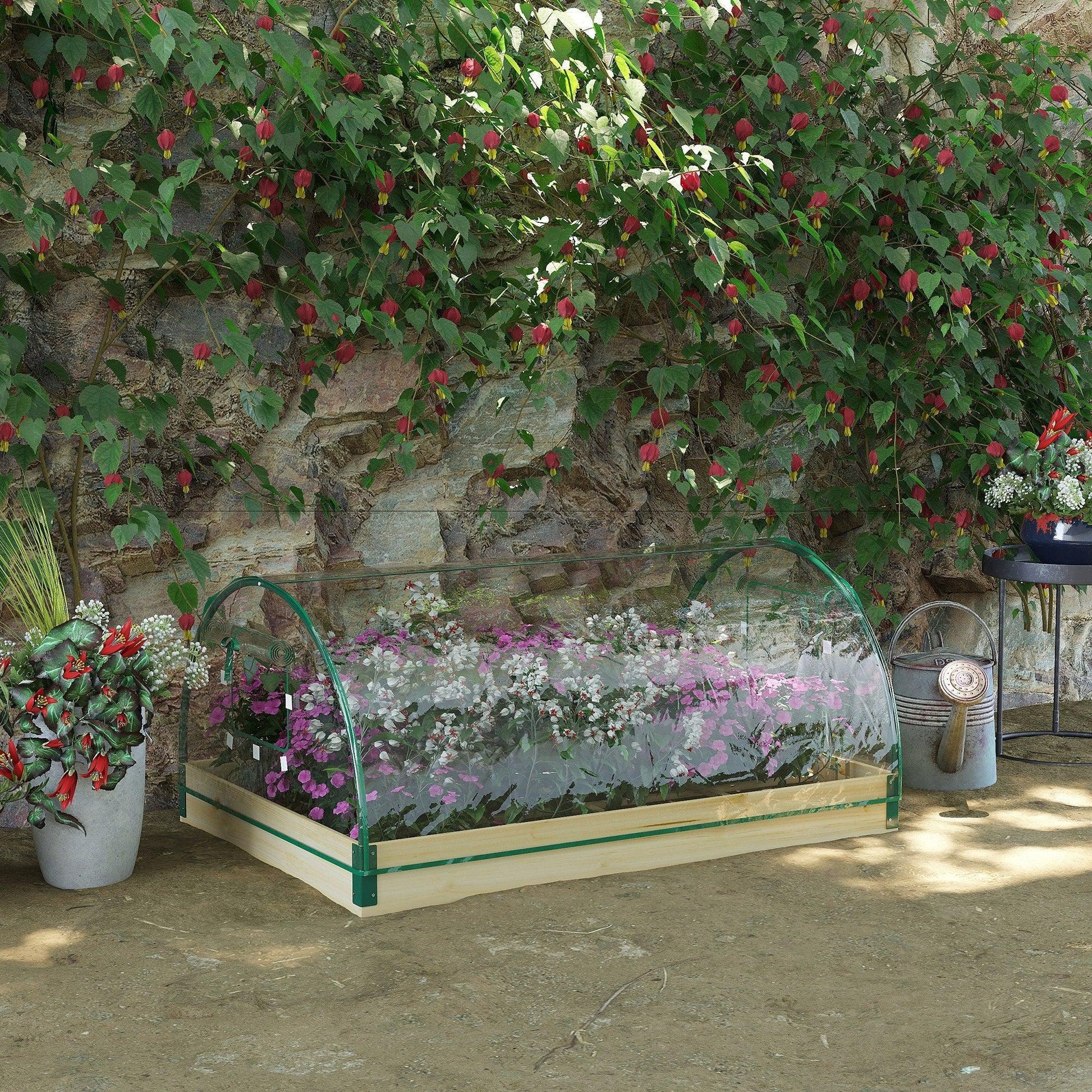 Outsunny Garden Planter Box with PVC Cover - Natural Wood Design - ALL4U RETAILER LTD