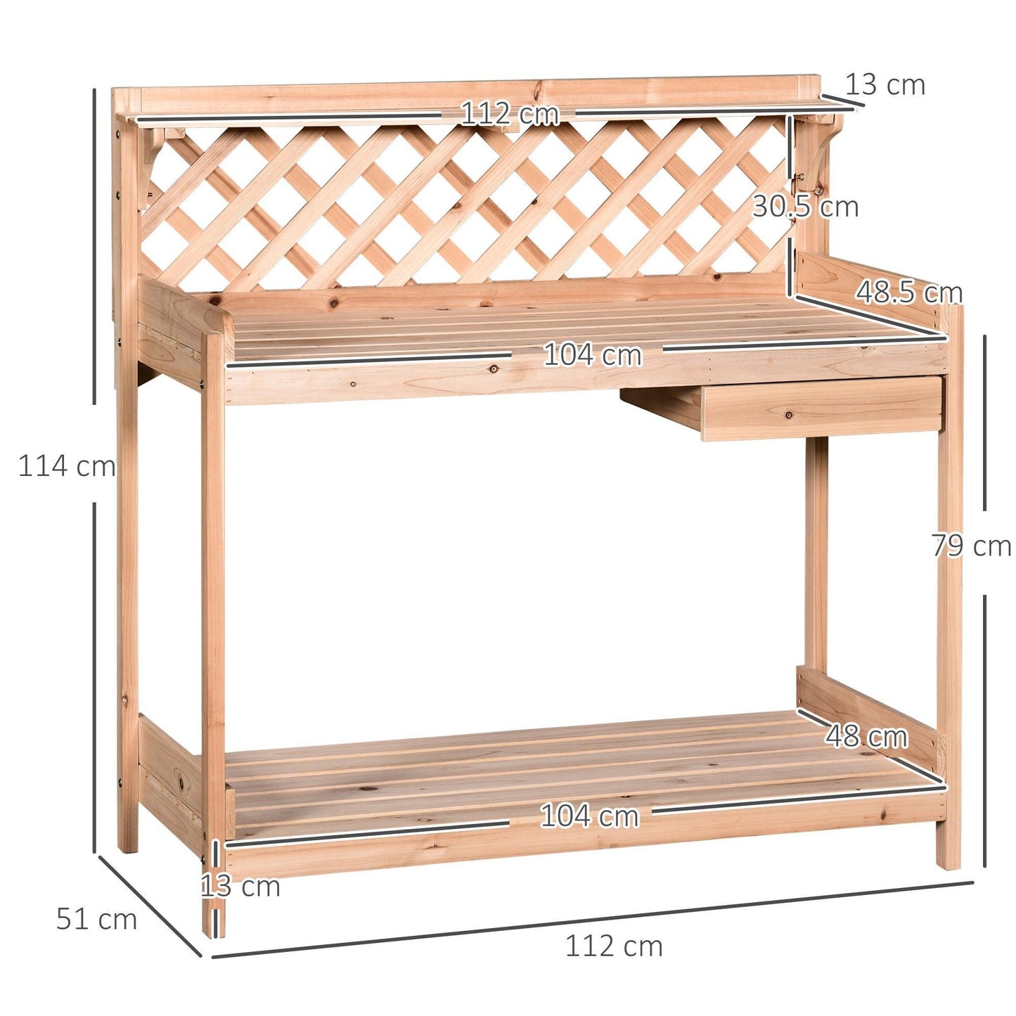 Outsunny Garden Potting Table with Drawer - Garden Workstation - ALL4U RETAILER LTD