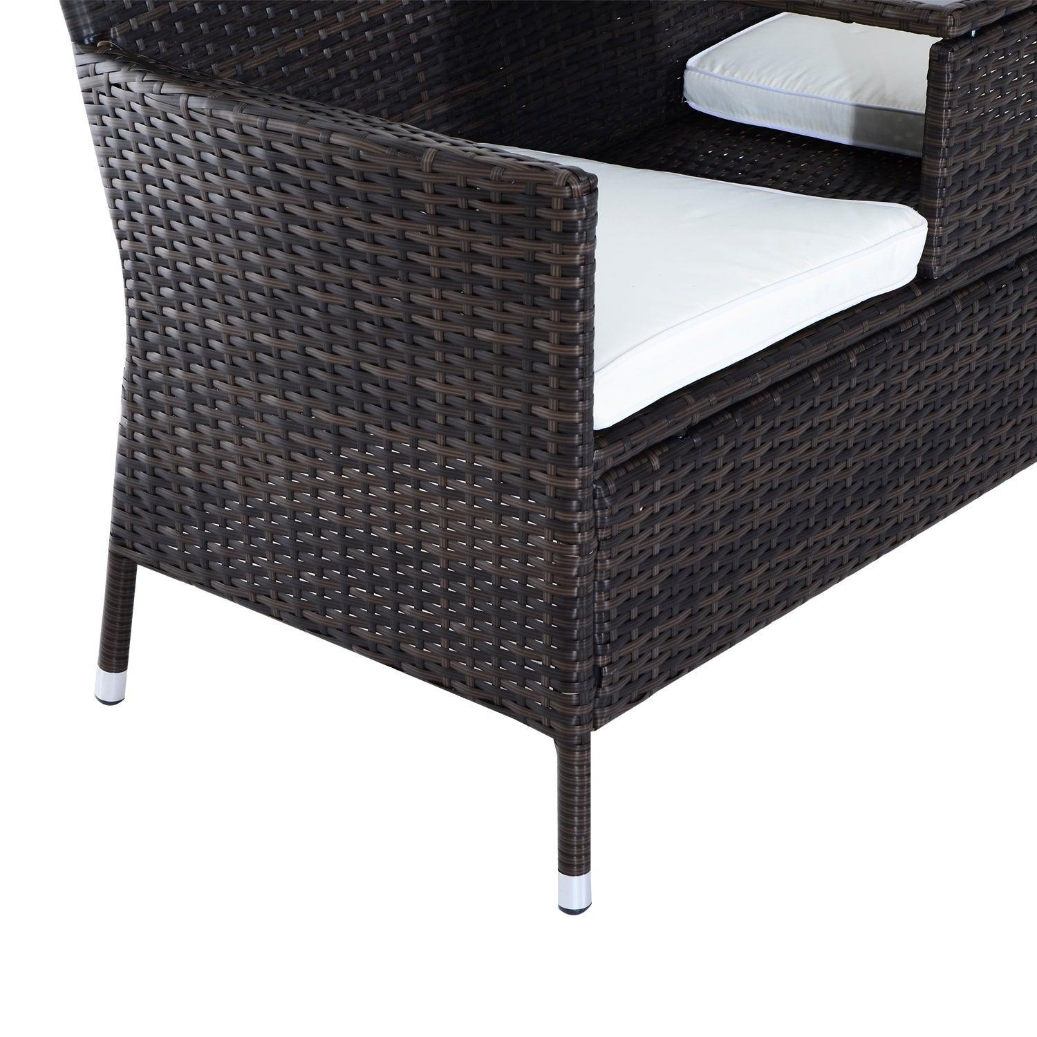 Outsunny Garden Rattan Love Seat, Brown - Patio Furniture - ALL4U RETAILER LTD