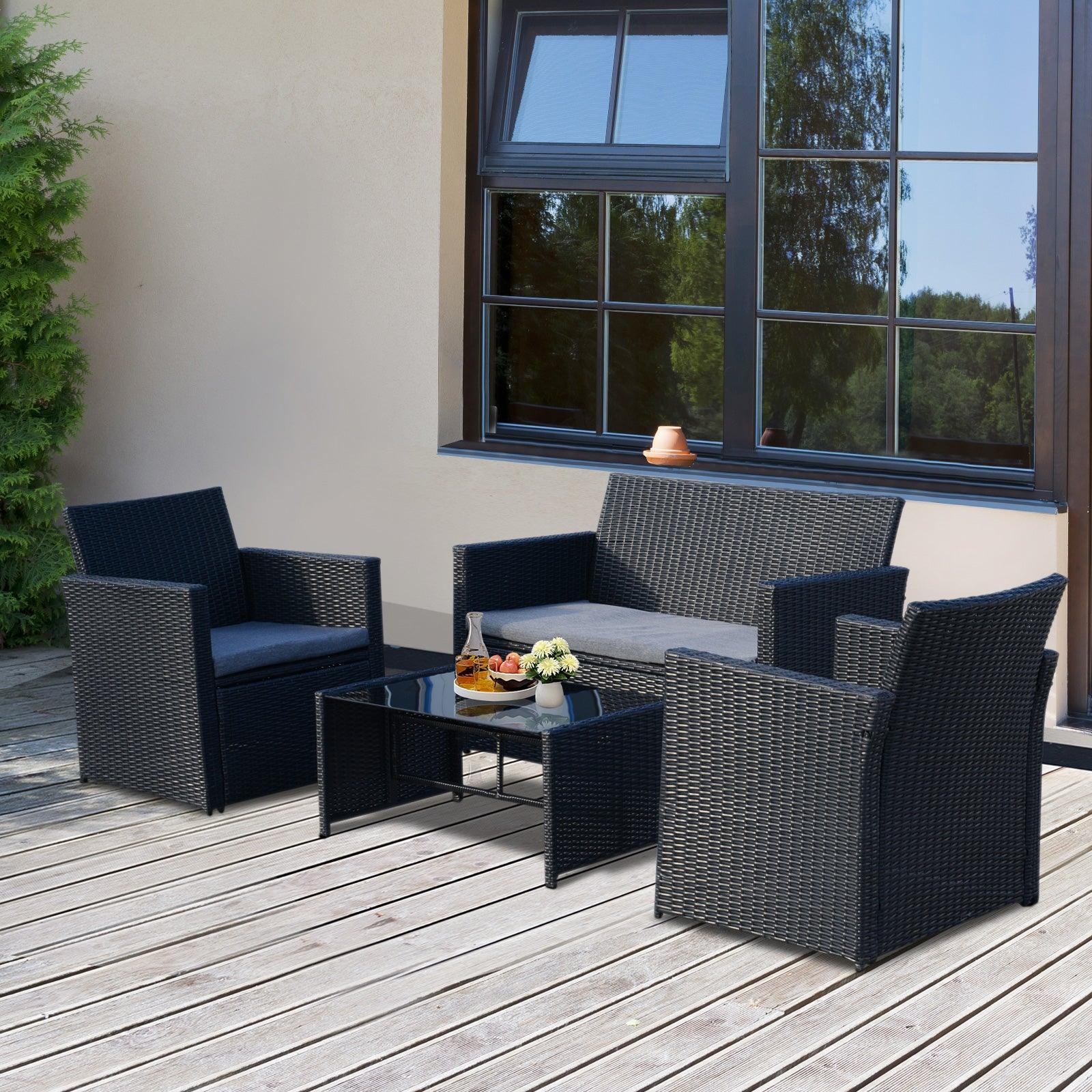 Outsunny Garden Rattan Sofa Set - 4 Seater - ALL4U RETAILER LTD