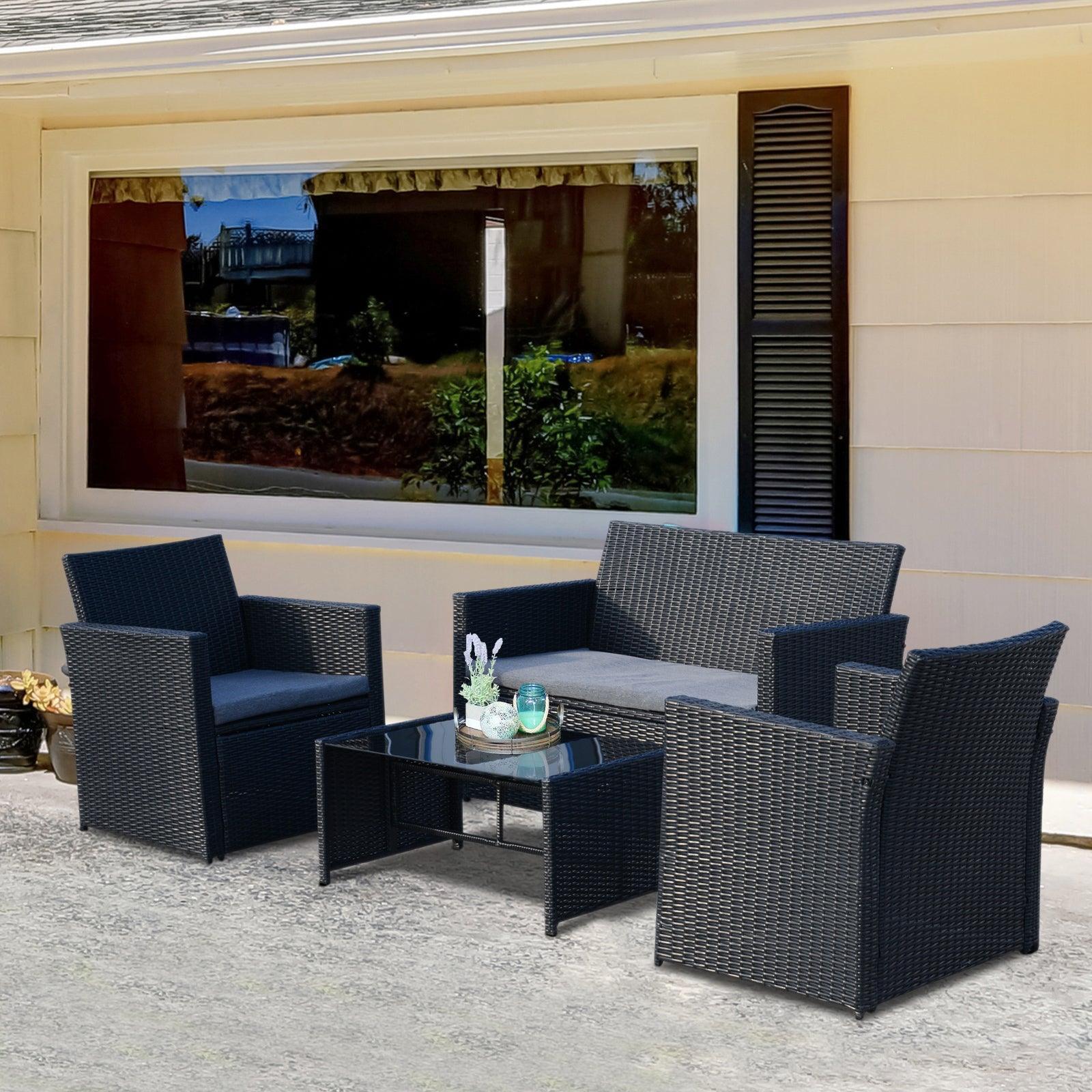 Outsunny Garden Rattan Sofa Set - 4 Seater - ALL4U RETAILER LTD