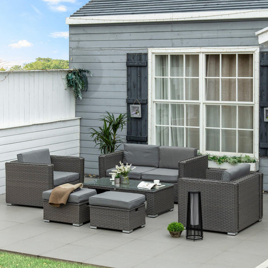 Outsunny Garden Rattan Sofa Set - Grey - ALL4U RETAILER LTD