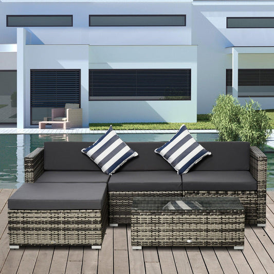 Outsunny Garden Rattan Sofa Set with Cushions - ALL4U RETAILER LTD