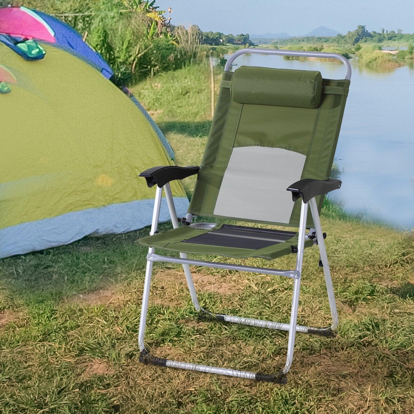 Outsunny Garden Recliner Chair - Green - ALL4U RETAILER LTD