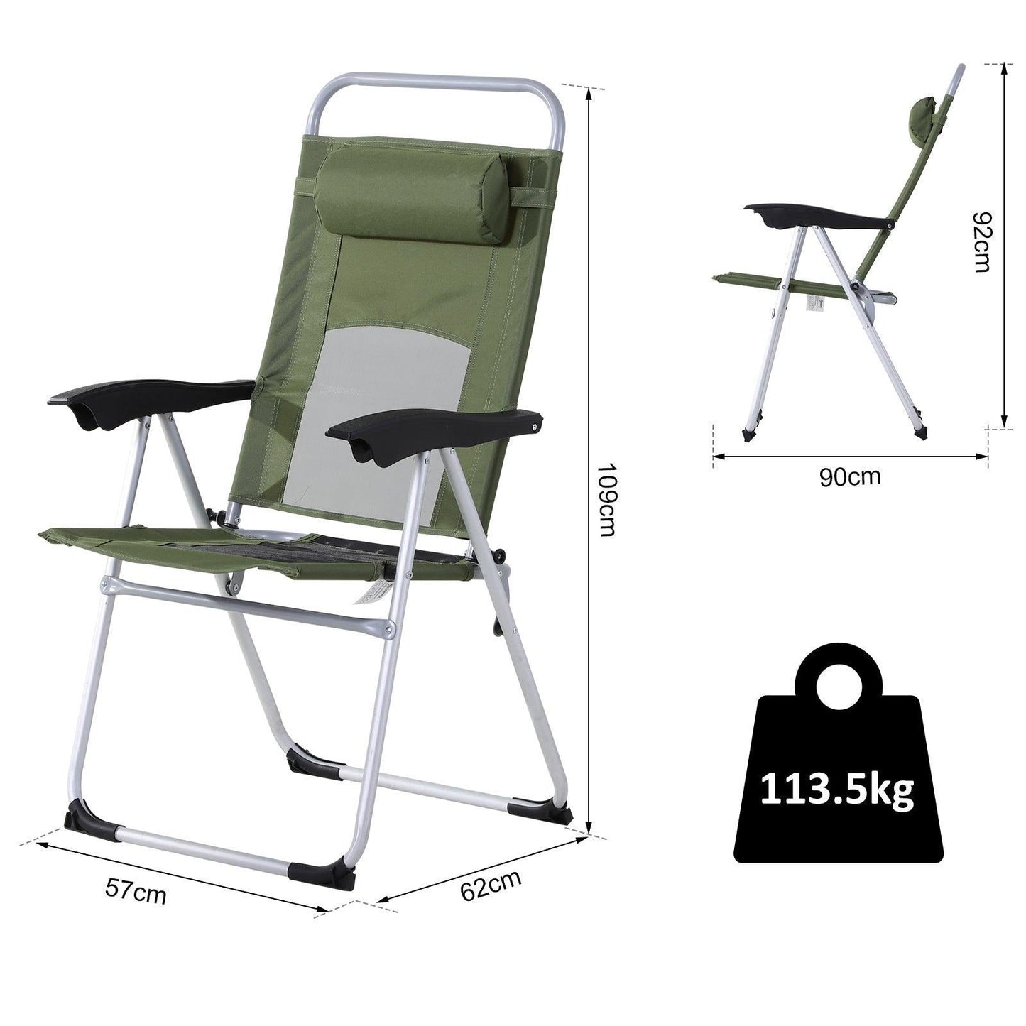 Outsunny Garden Recliner Chair - Green - ALL4U RETAILER LTD