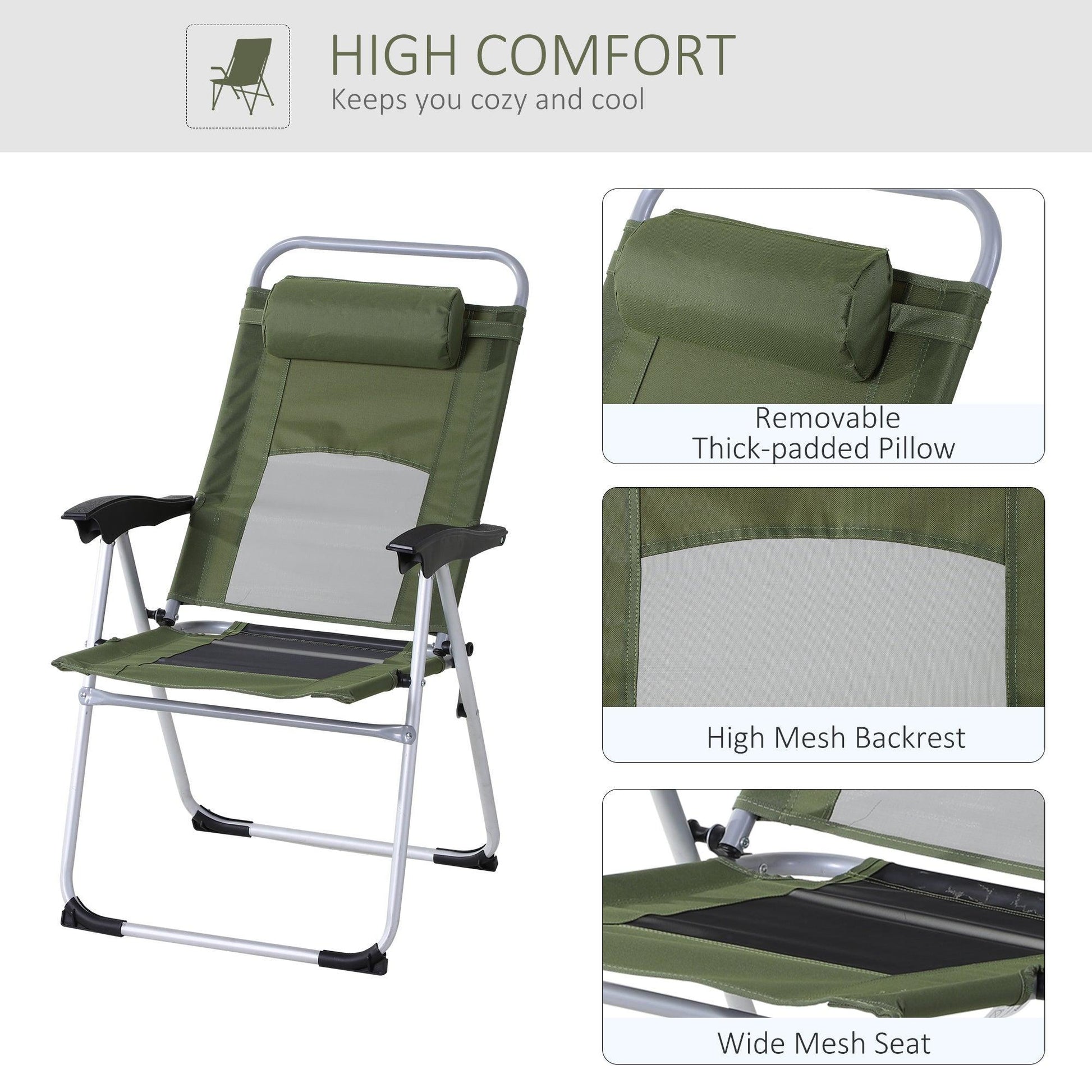 Outsunny Garden Recliner Chair - Green - ALL4U RETAILER LTD