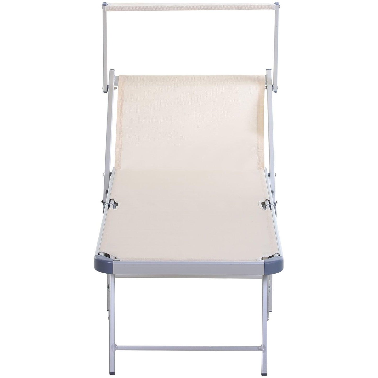 Outsunny Garden Reclining Sun Lounger with Canopy - Beige - ALL4U RETAILER LTD