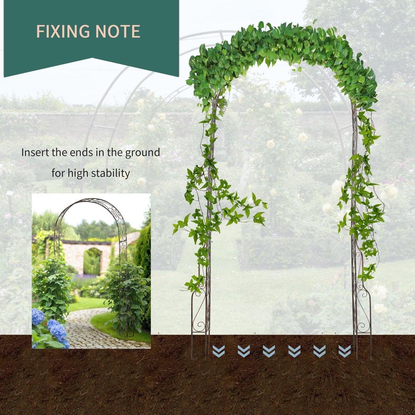 Outsunny Garden Rose Arch Arbour Trellis: Elegant & Strong - ALL4U RETAILER LTD