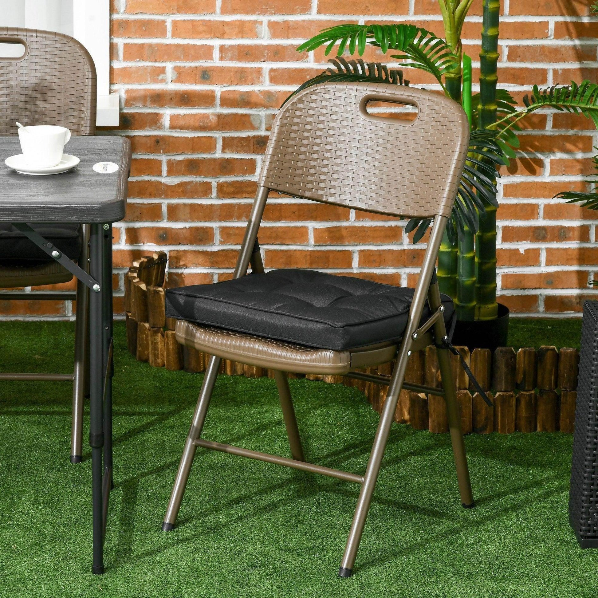 Outsunny Garden Seat Cushion: 40x40cm, Ties, Black - ALL4U RETAILER LTD