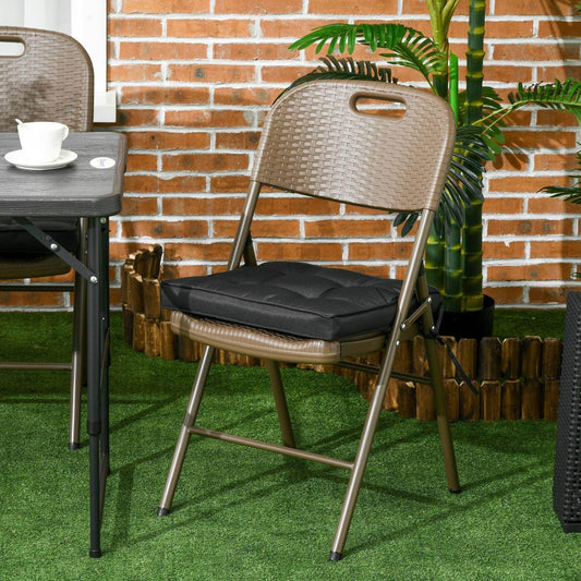 Outsunny Garden Seat Cushion: 40x40cm, Ties, Black - ALL4U RETAILER LTD